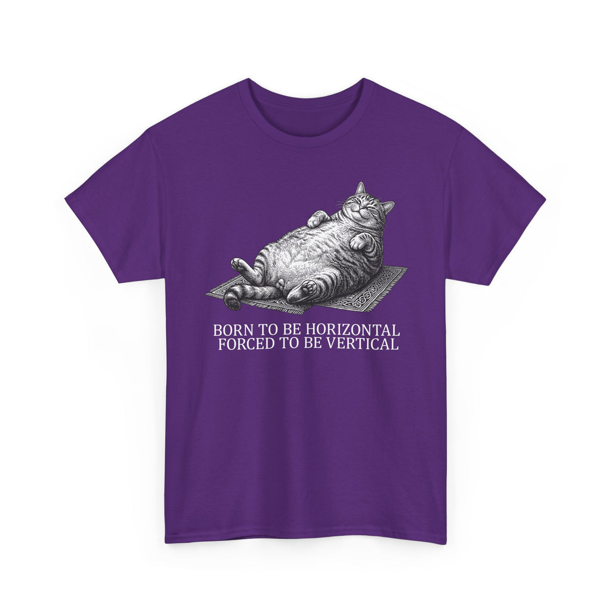 Born to Be Horizontal Fat Cat T-Shirt — Funny Lazy Cat Tee
