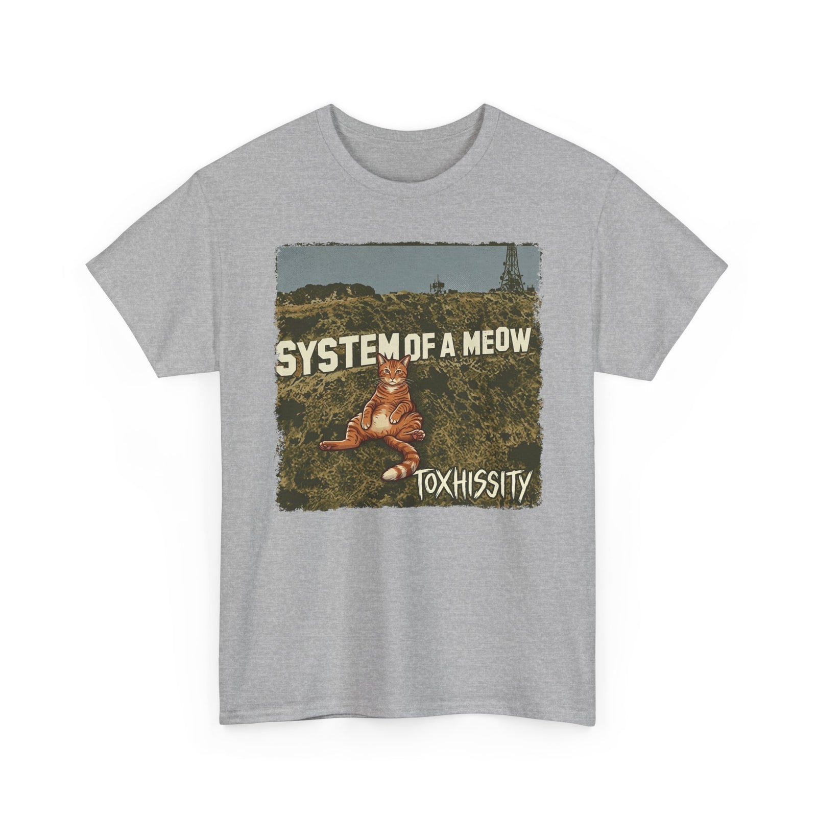 System of a Meow Cat Band Tee — "Toxhissity" Vintage Rock T-Shirt