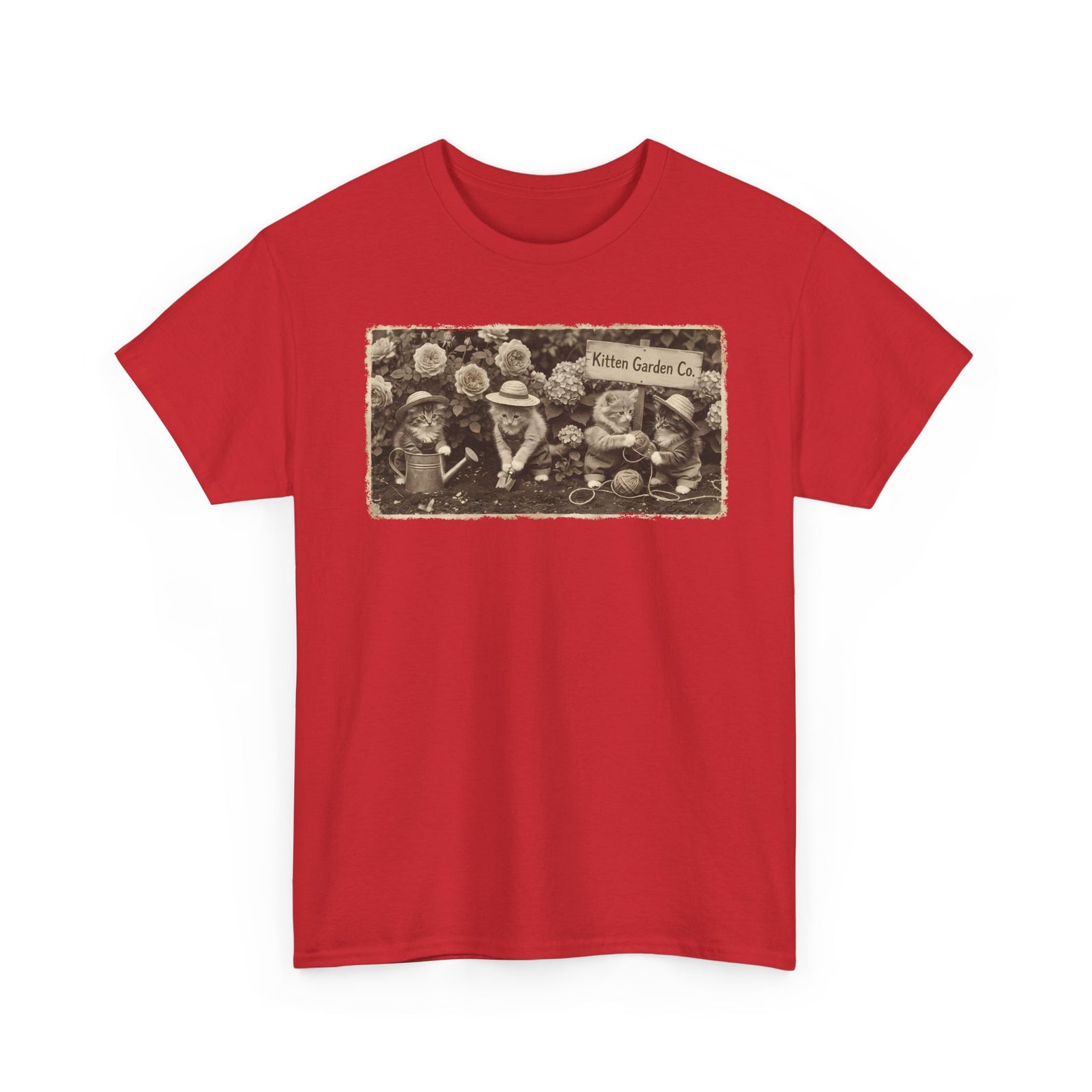 Vintage Kittens in the Garden T-Shirt — Cute Floral Cat Tee