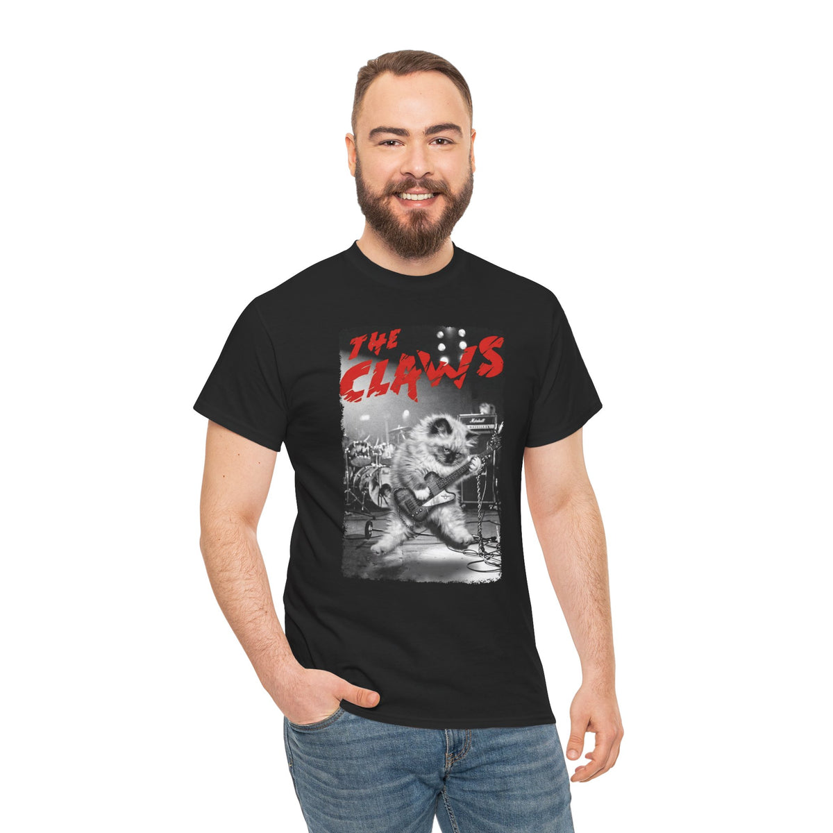 The Claws Cat Rock T-Shirt — Retro Cat Graphic Tee