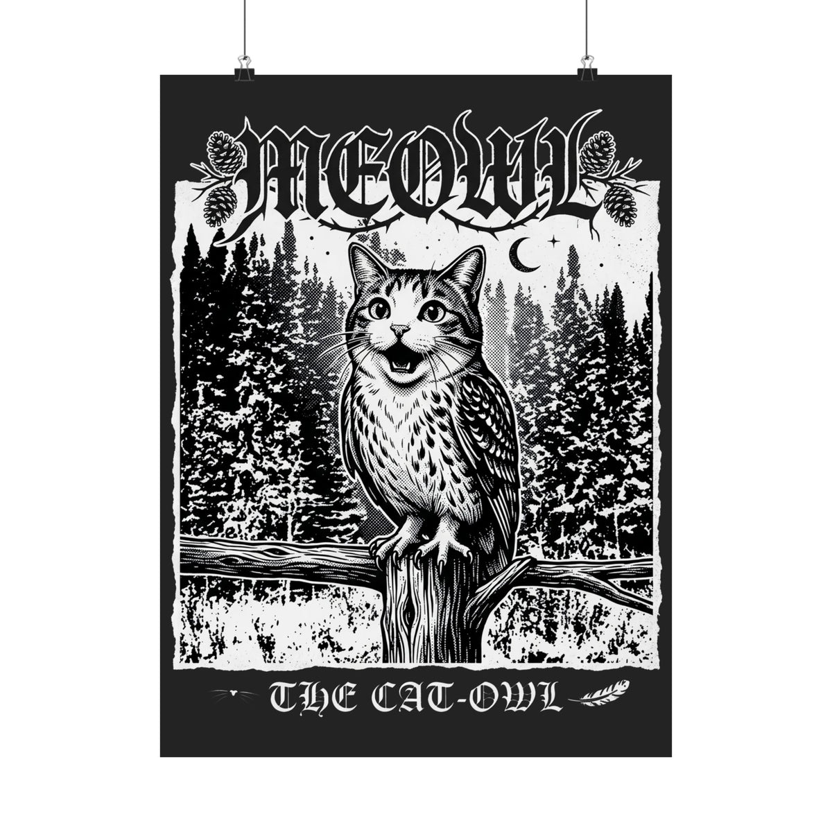 Funny "Meowl the Cat Owl" T‑Poster