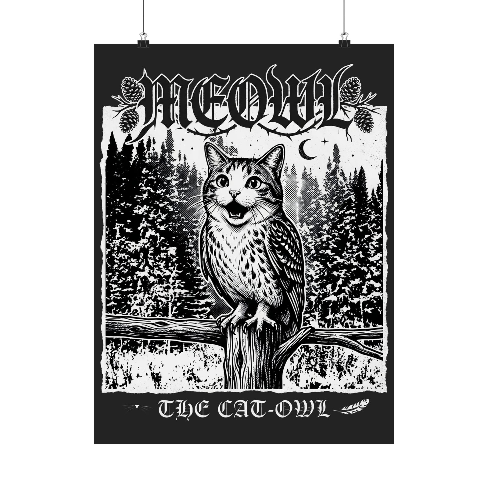 Funny "Meowl the Cat Owl" T‑Poster