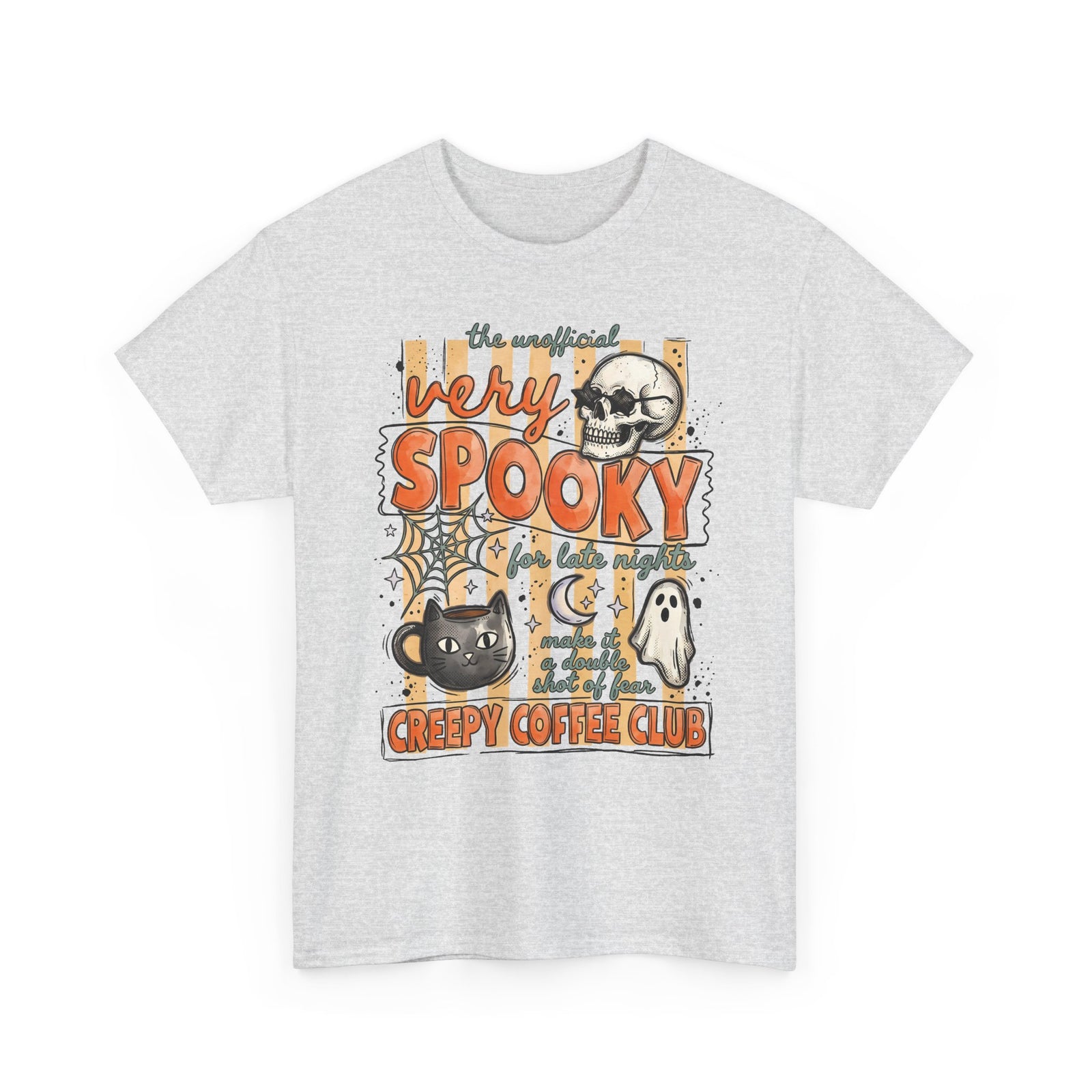 Creepy Coffee Club Black Cat Mug T-Shirt — Very Spooky Halloween Coffee Tee