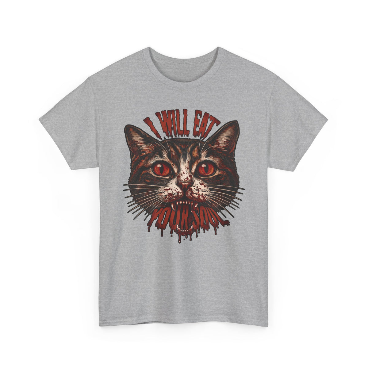 I Will Eat Your Soul T-Shirt — Horror Demon Cat Graphic Tee