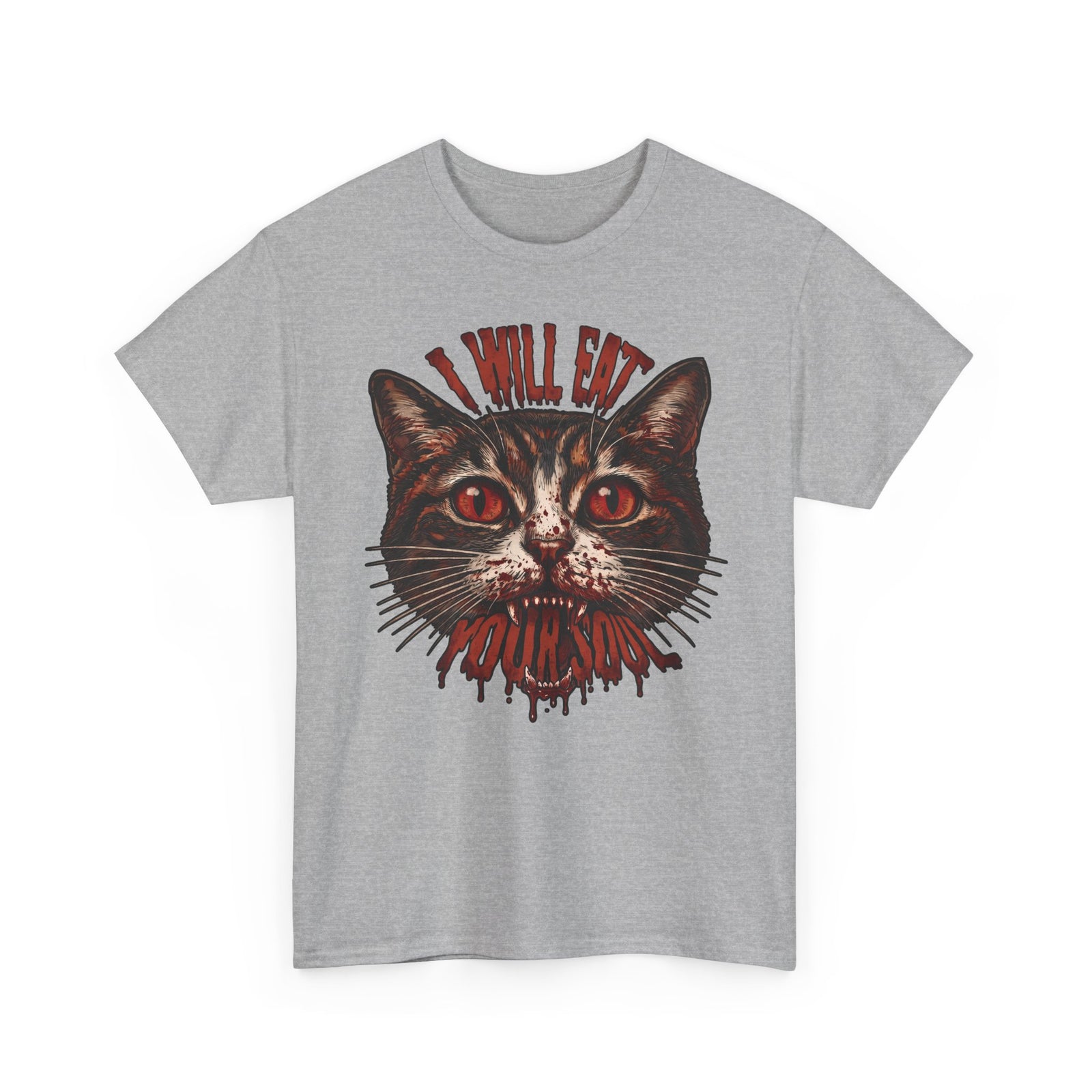 I Will Eat Your Soul T-Shirt — Horror Demon Cat Graphic Tee