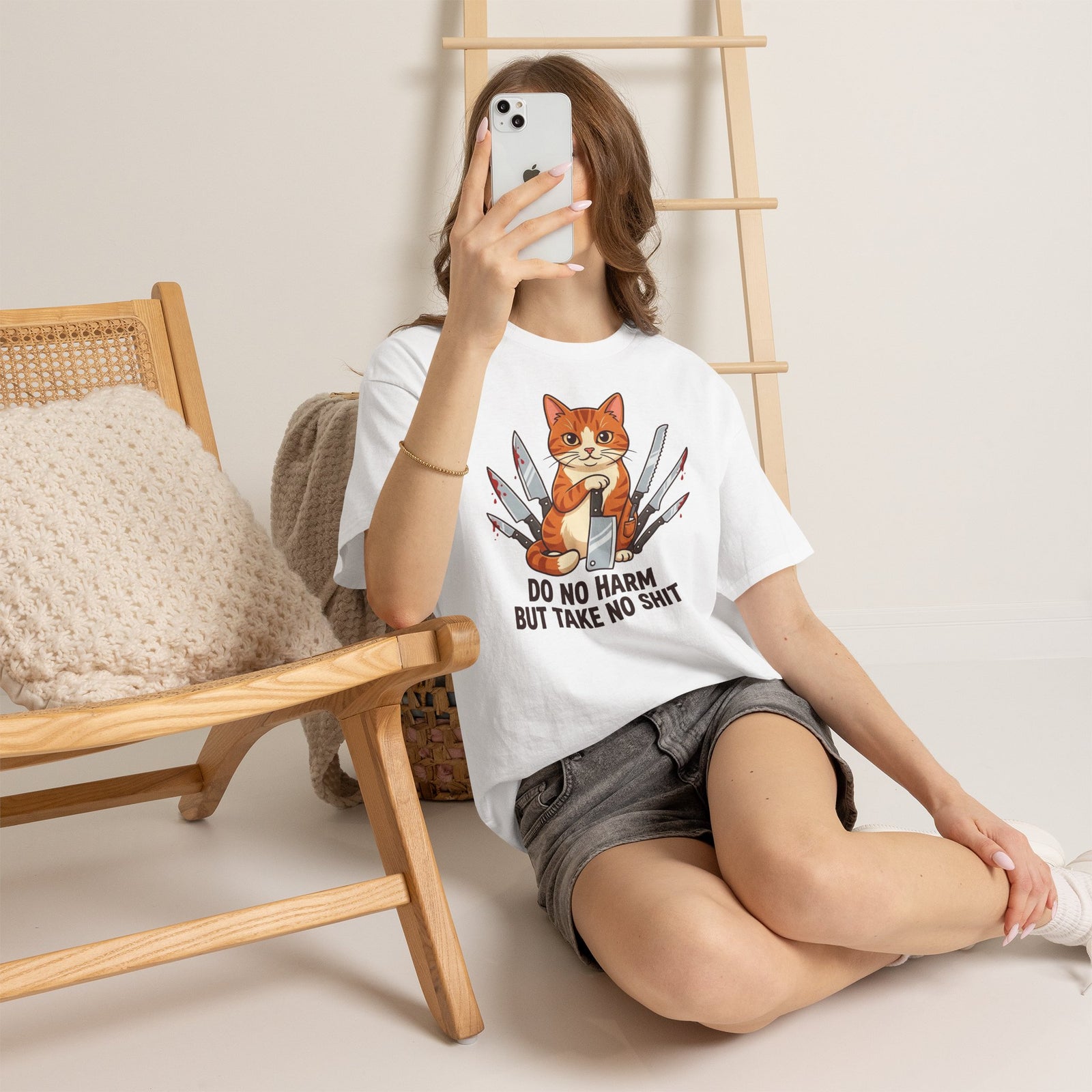Do No Harm But Take No Shit Cat Knife Design