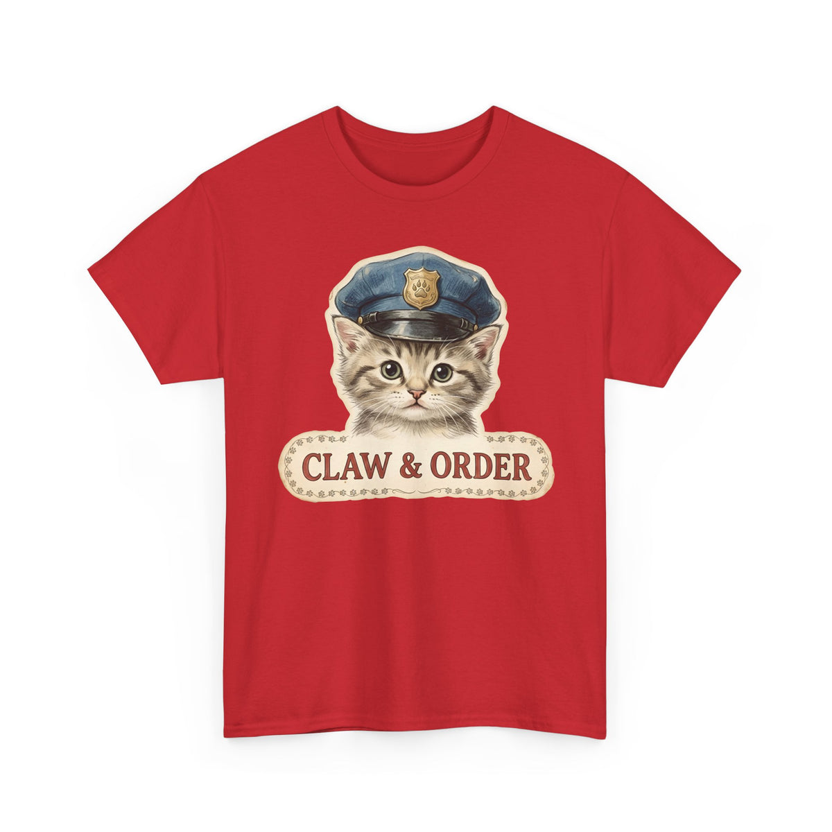 Claw and Order Cat T-Shirt — Funny Cat Crime Pun Tee