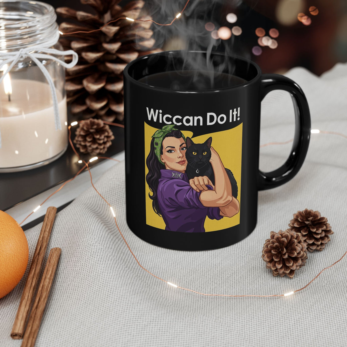 Black Cat "Wiccan Do It" Black Mug — Witchy Wicca Magic Mug
