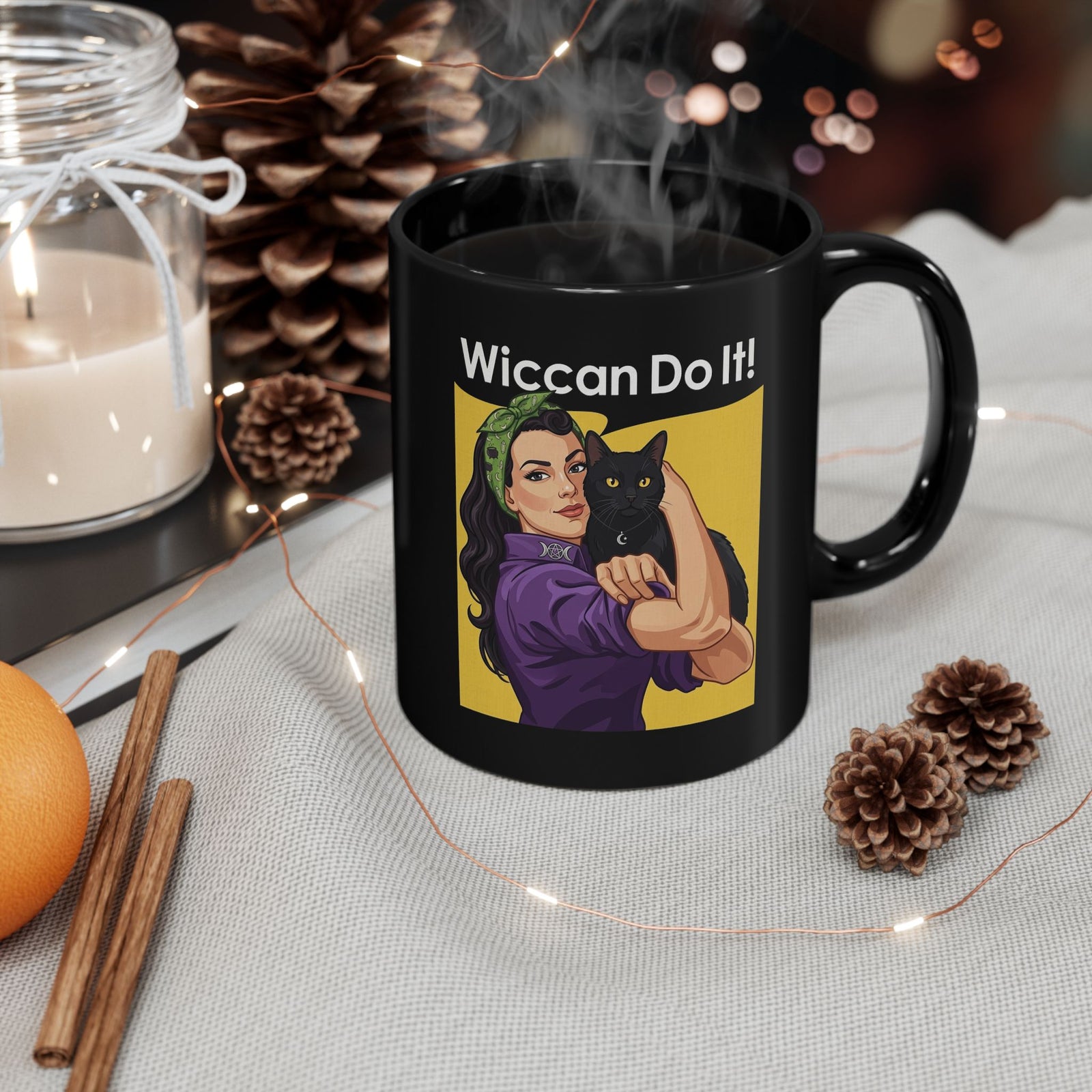 Black Cat "Wiccan Do It" Black Mug — Witchy Wicca Magic Mug