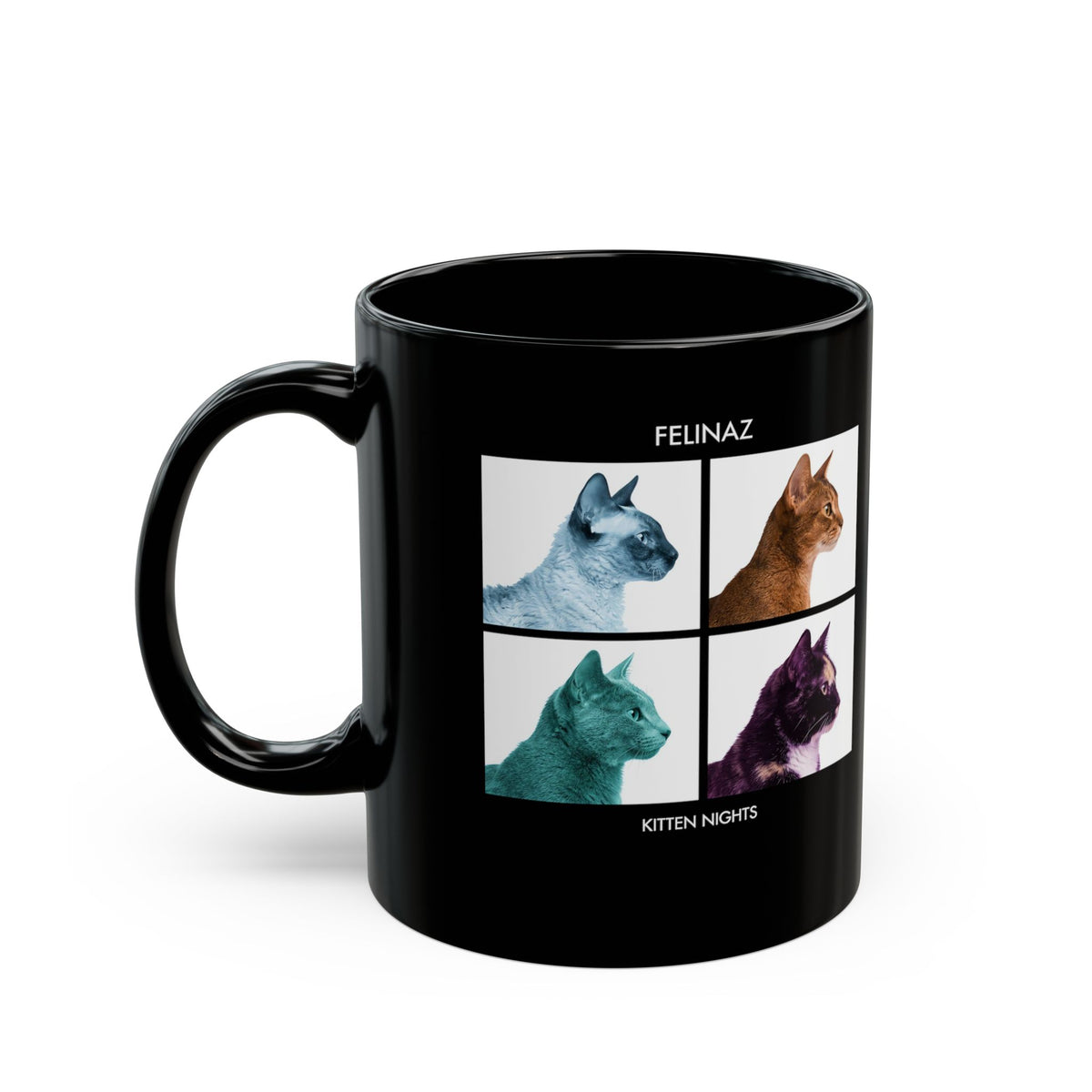Felinaz Kitten Night Cat Parody Black Mug