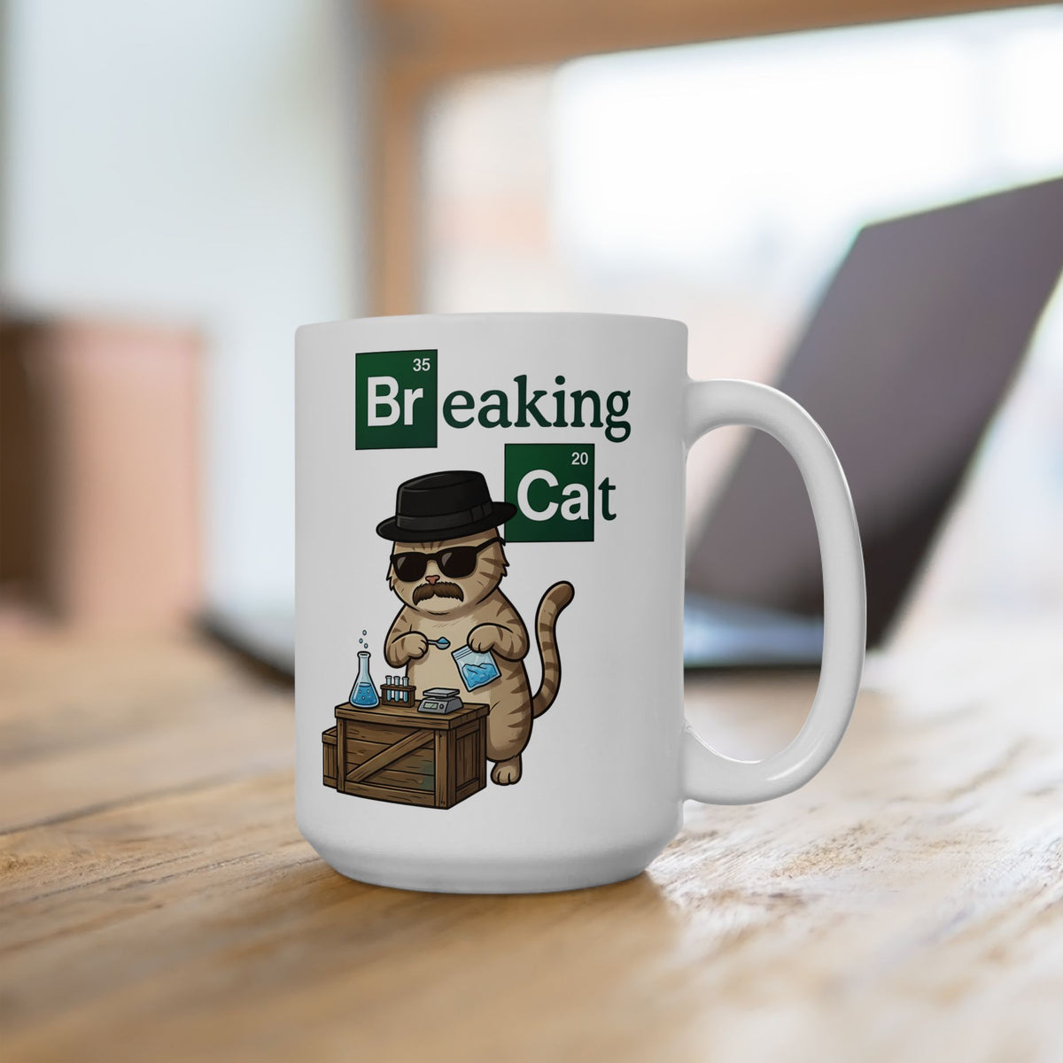 Breaking Cat Ceramic Mug — Funny Cat Graphic Mug