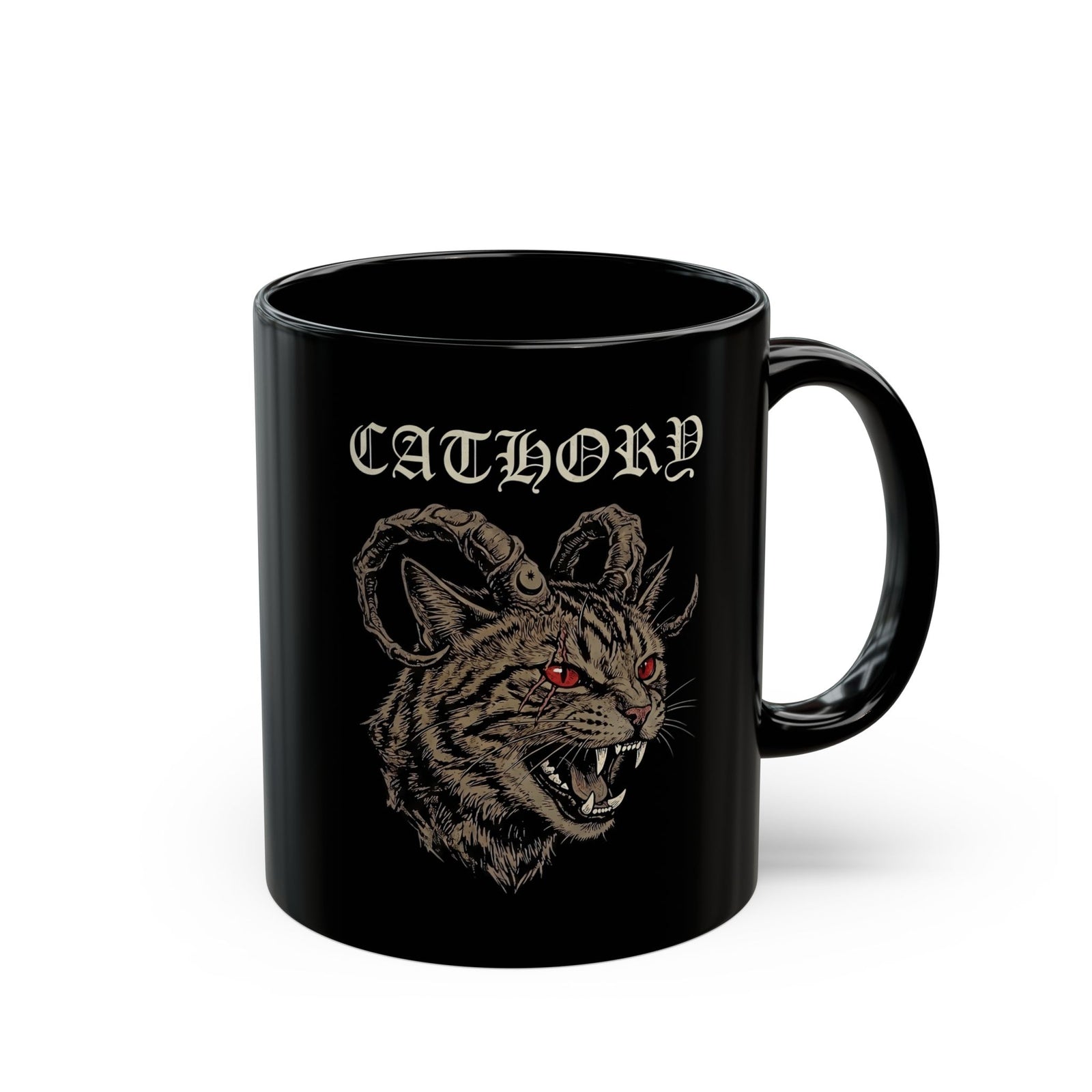 Catlord Black Mug — Gothic Cat King Graphic Mug