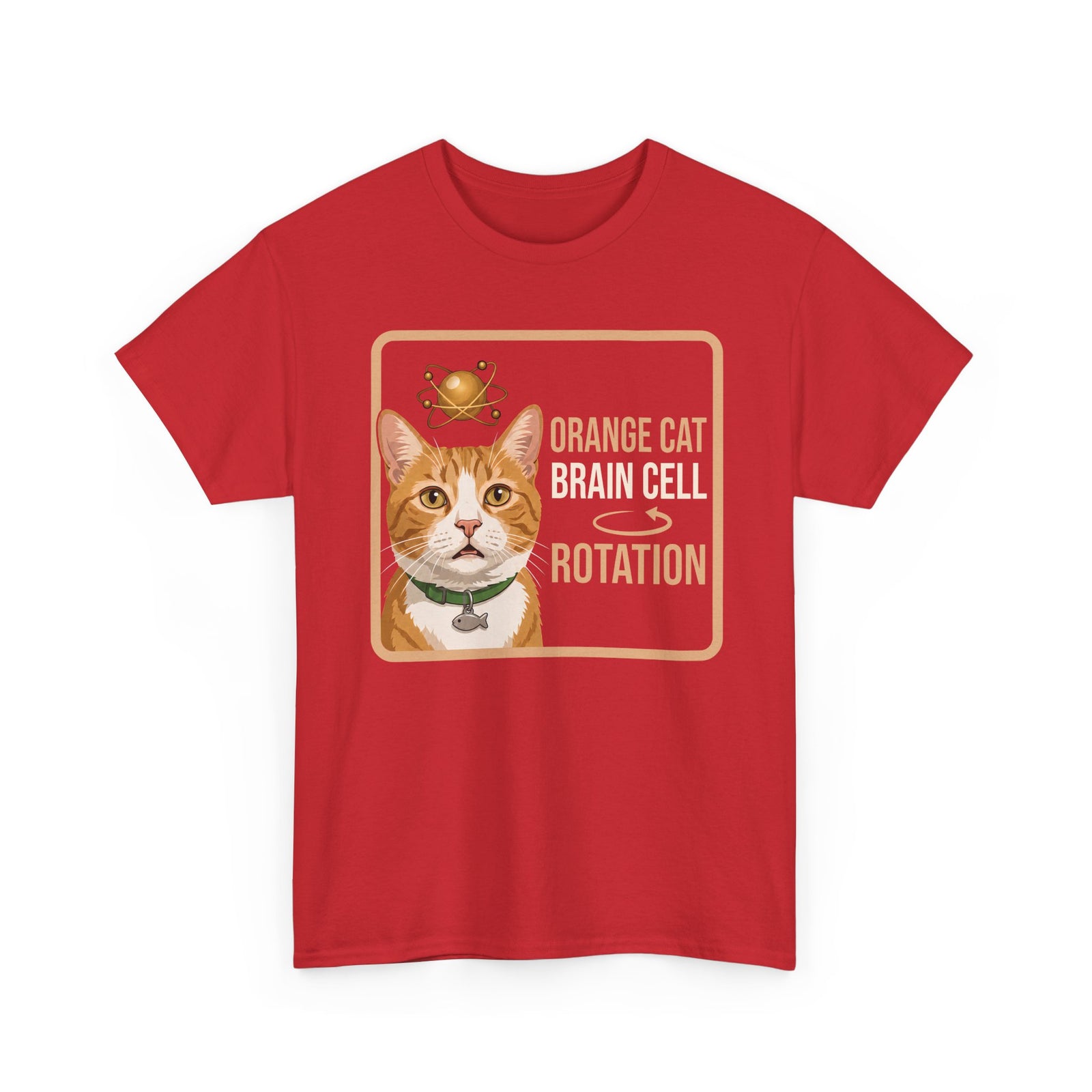 Orange Cat Brain Cell Rotation T-Shirt