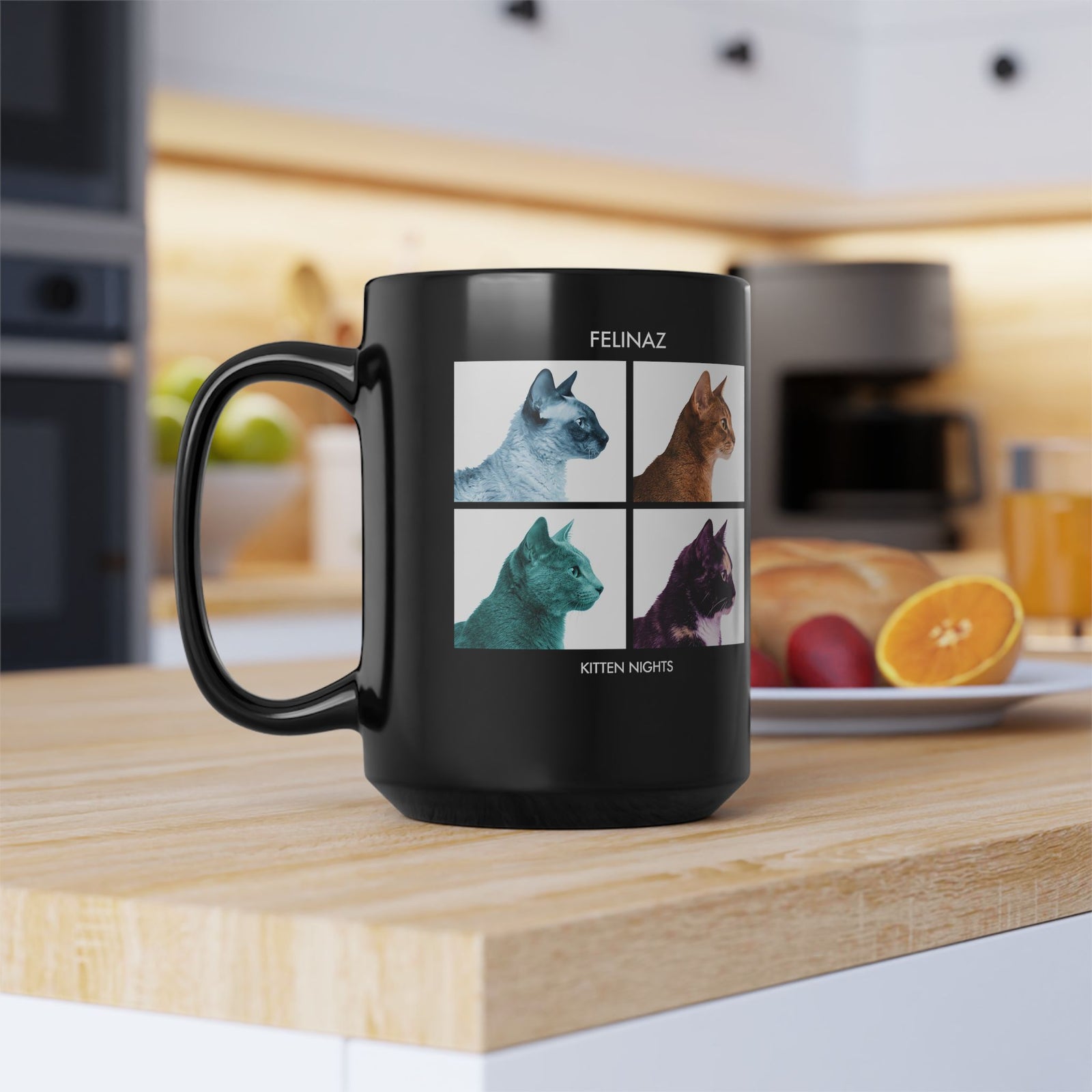 Felinaz Kitten Night Cat Parody Black Mug