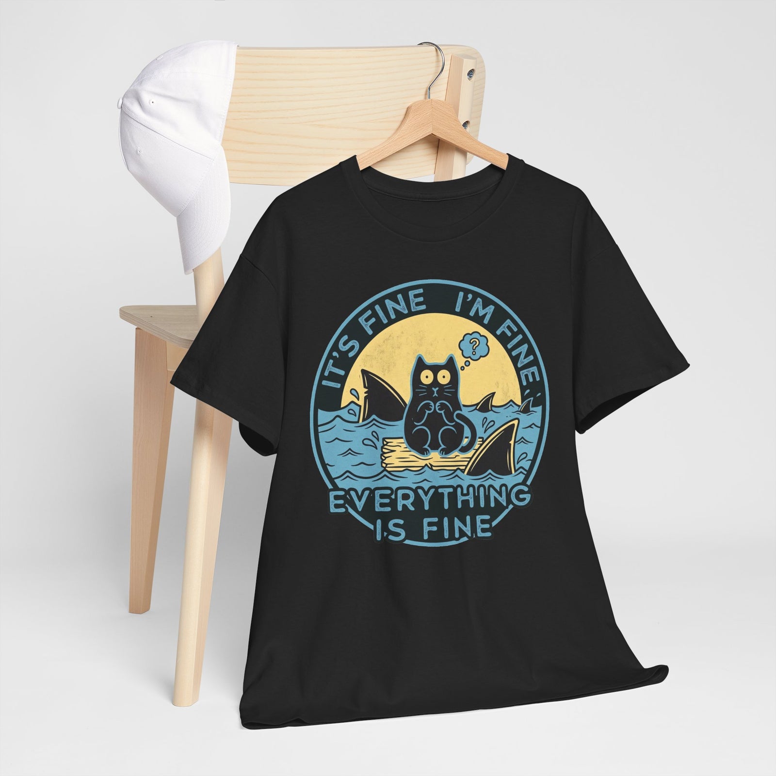 Everything Is Fine Cat Tee — Funny Retro Cat T-Shirt (It’s Fine I’m Fine)
