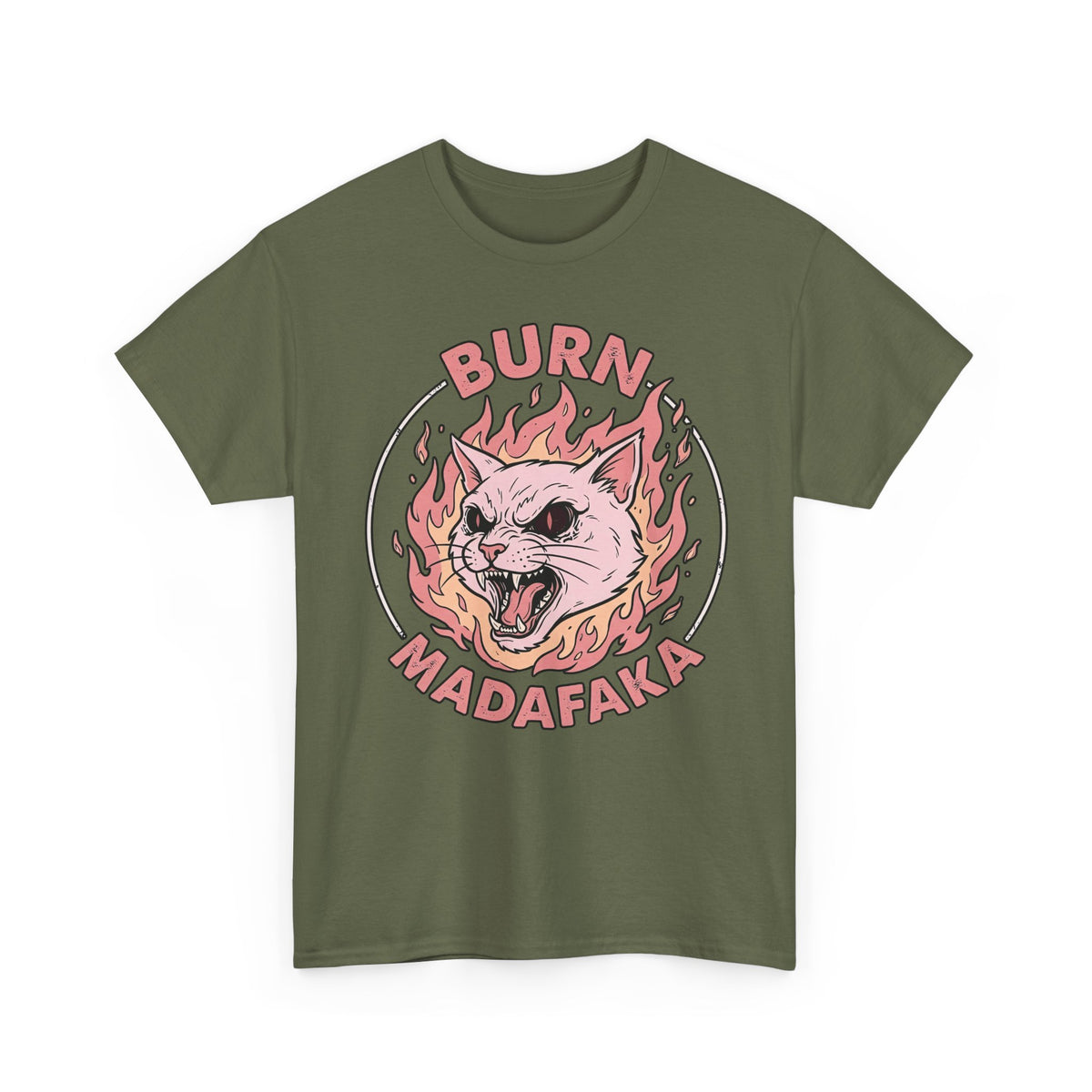 Funny Cat T‑Shirt — "Burn Madafaka" Graphic Tee