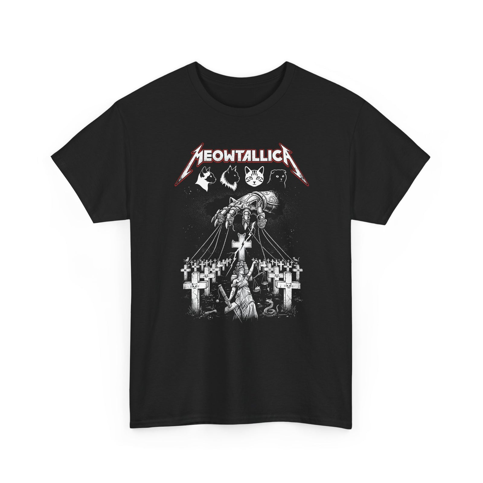 Meowtallica Graphic Tee — Metal Cat Band T-Shirt