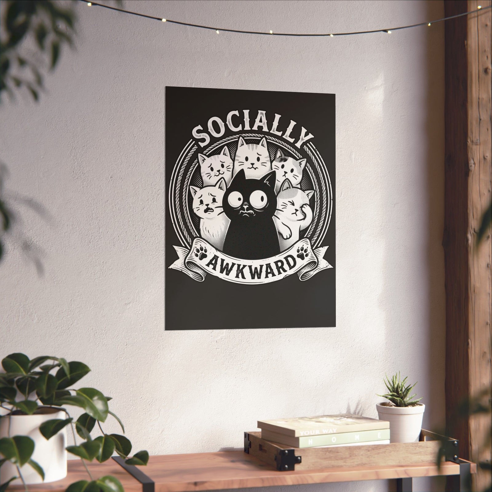Socially Awkward Black Cat Poster