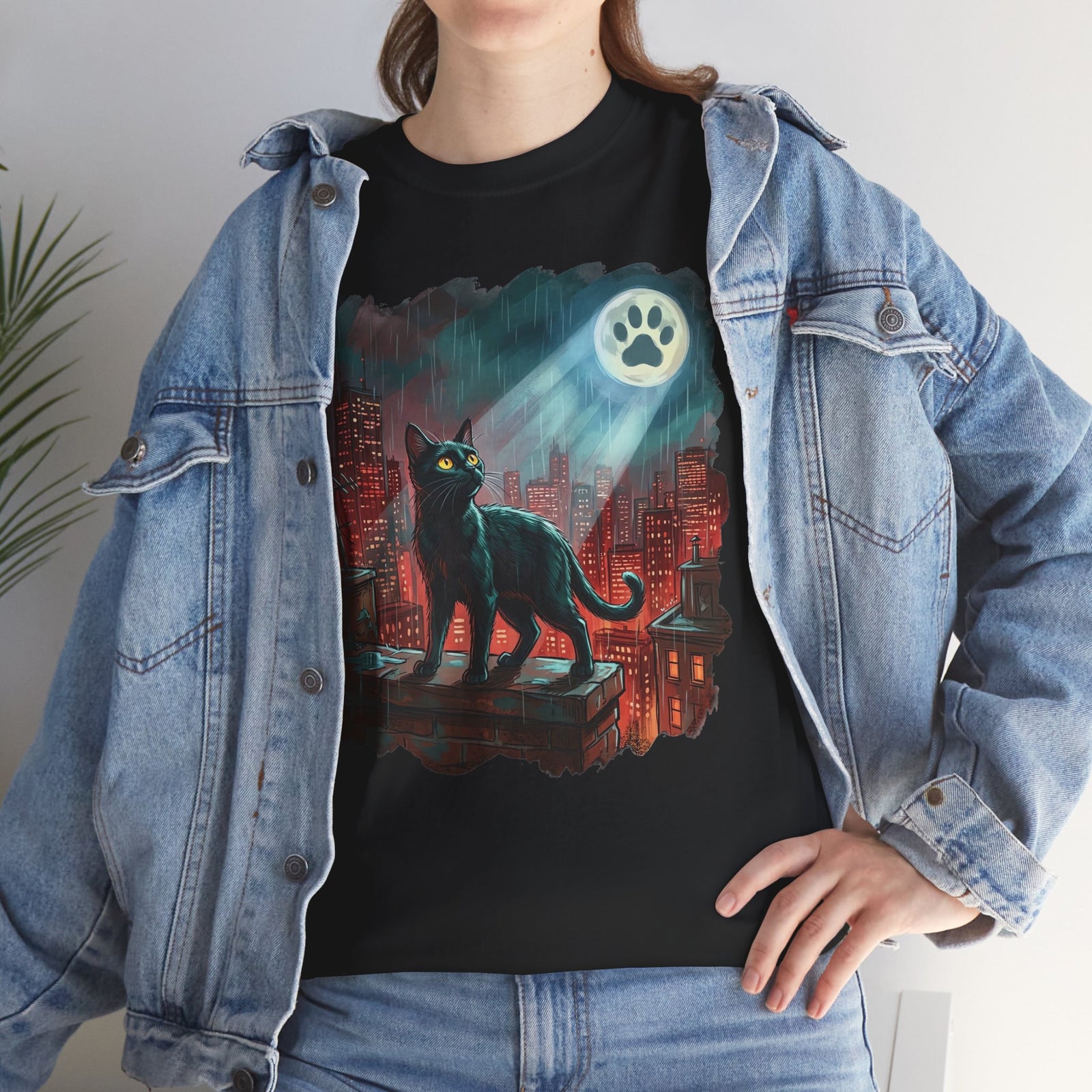 Black Cat Hero T-Shirt — Noir City Rescue Paw Signal Tee