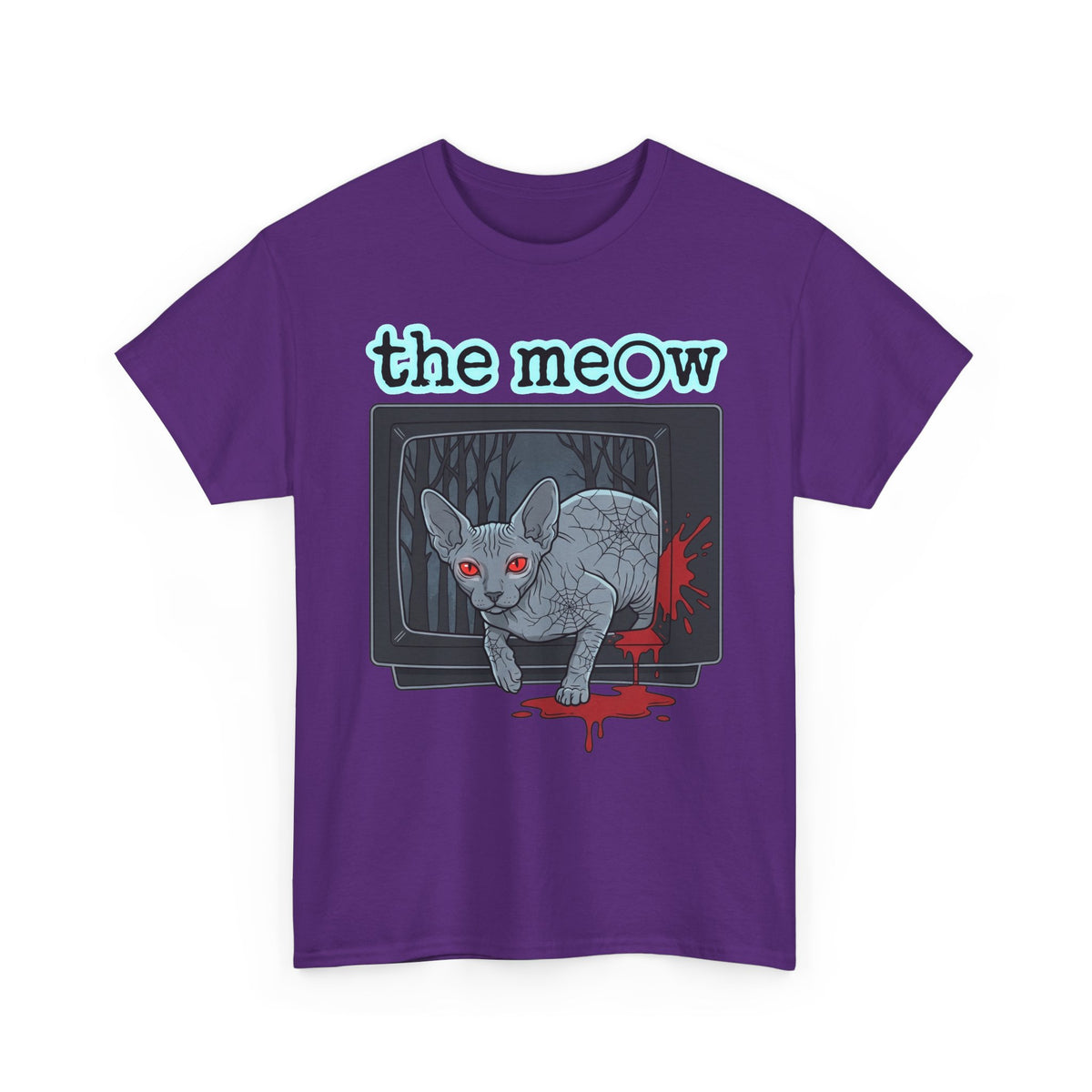The meow Creepy Cat TV Horror T-Shirt