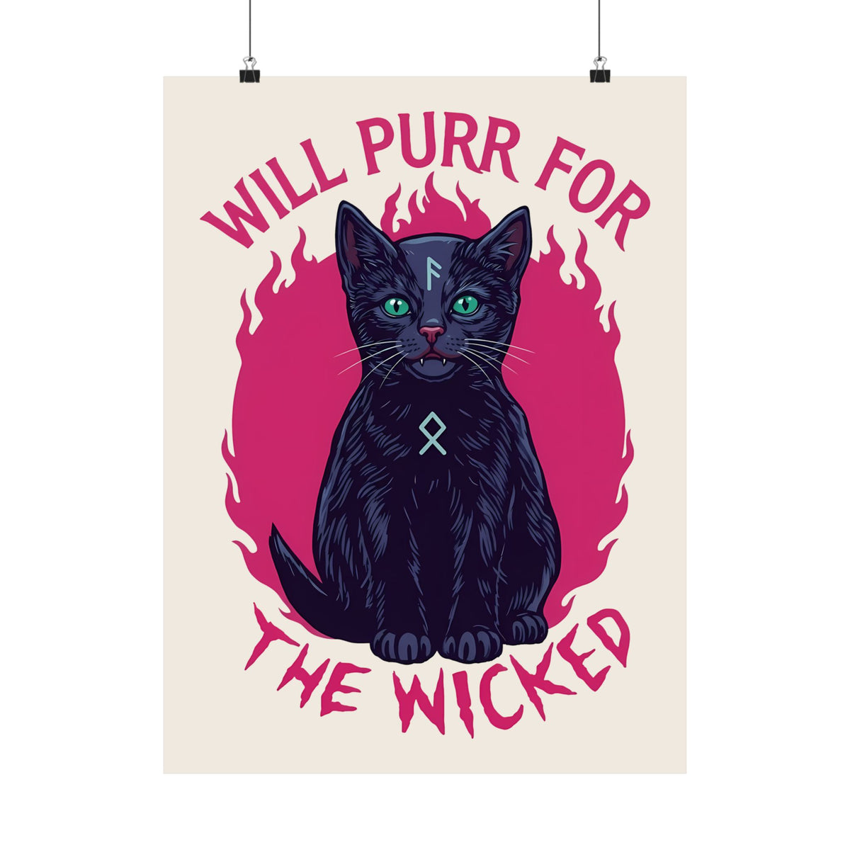 Will Purr For the Wicked Black Cat Poster