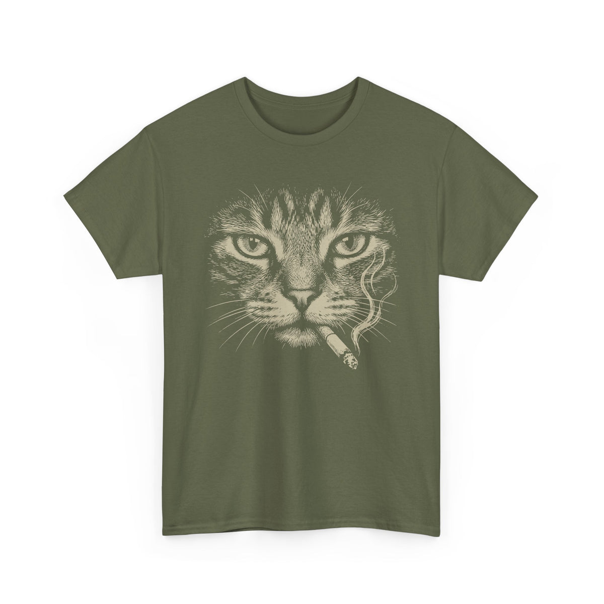 Smoking Cat T-Shirt — Vintage Grunge Cat Graphic Tee