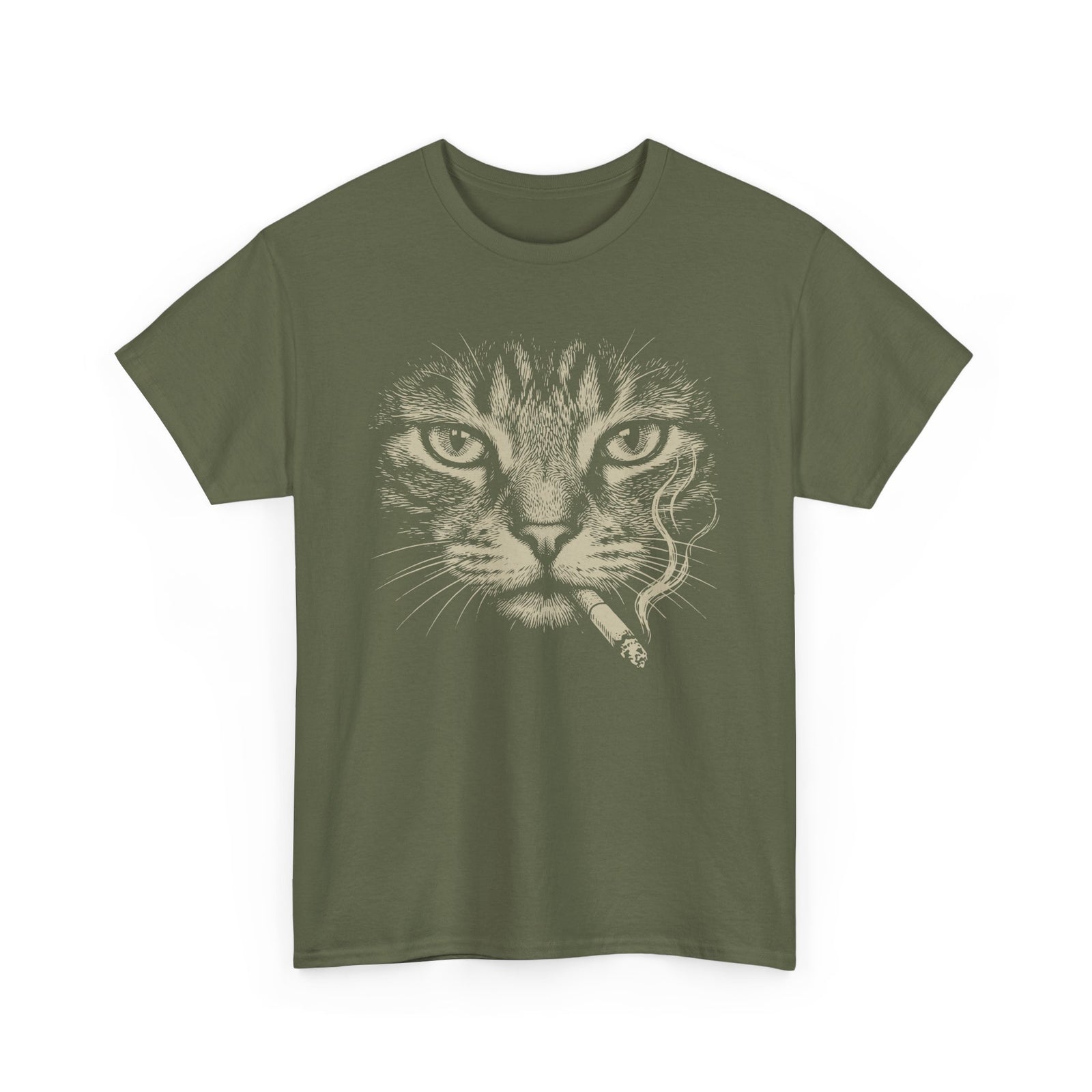Smoking Cat T-Shirt — Vintage Grunge Cat Graphic Tee