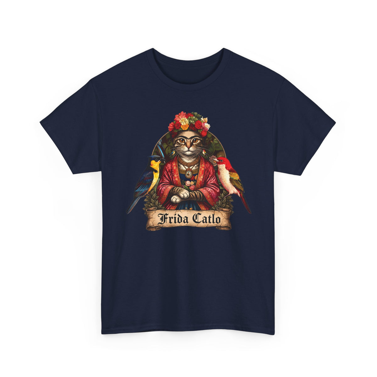 Frida Catlo T-Shirt — Frida Kahlo Cat Art History Parody Tee