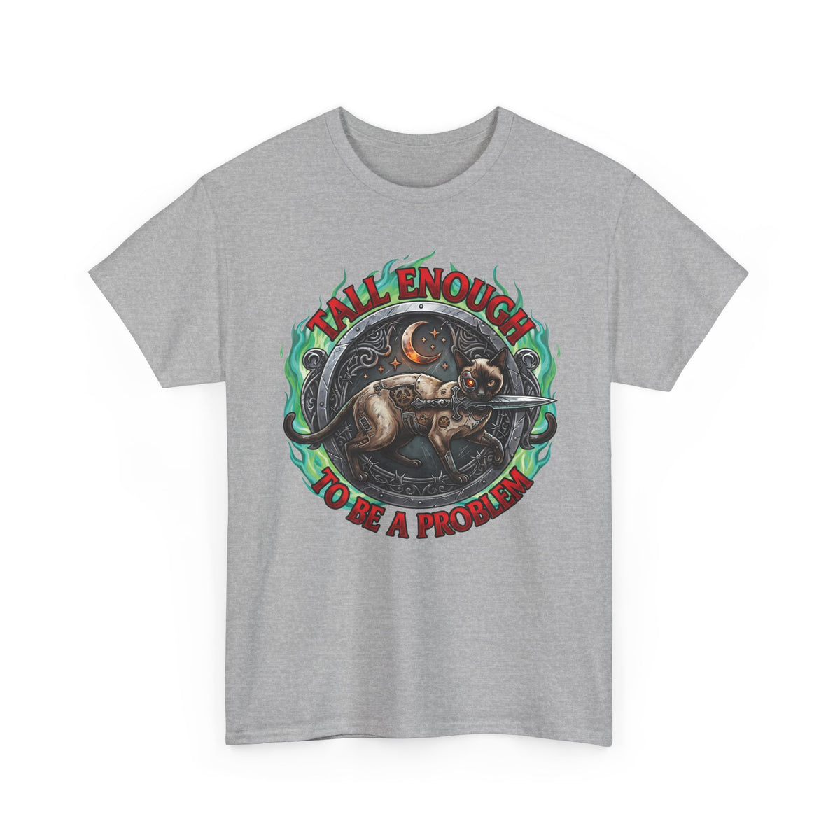 Tall Enough To Be A Problem Steampunk Cyber Cat Shirt — Gothic Dagger T-Shirt