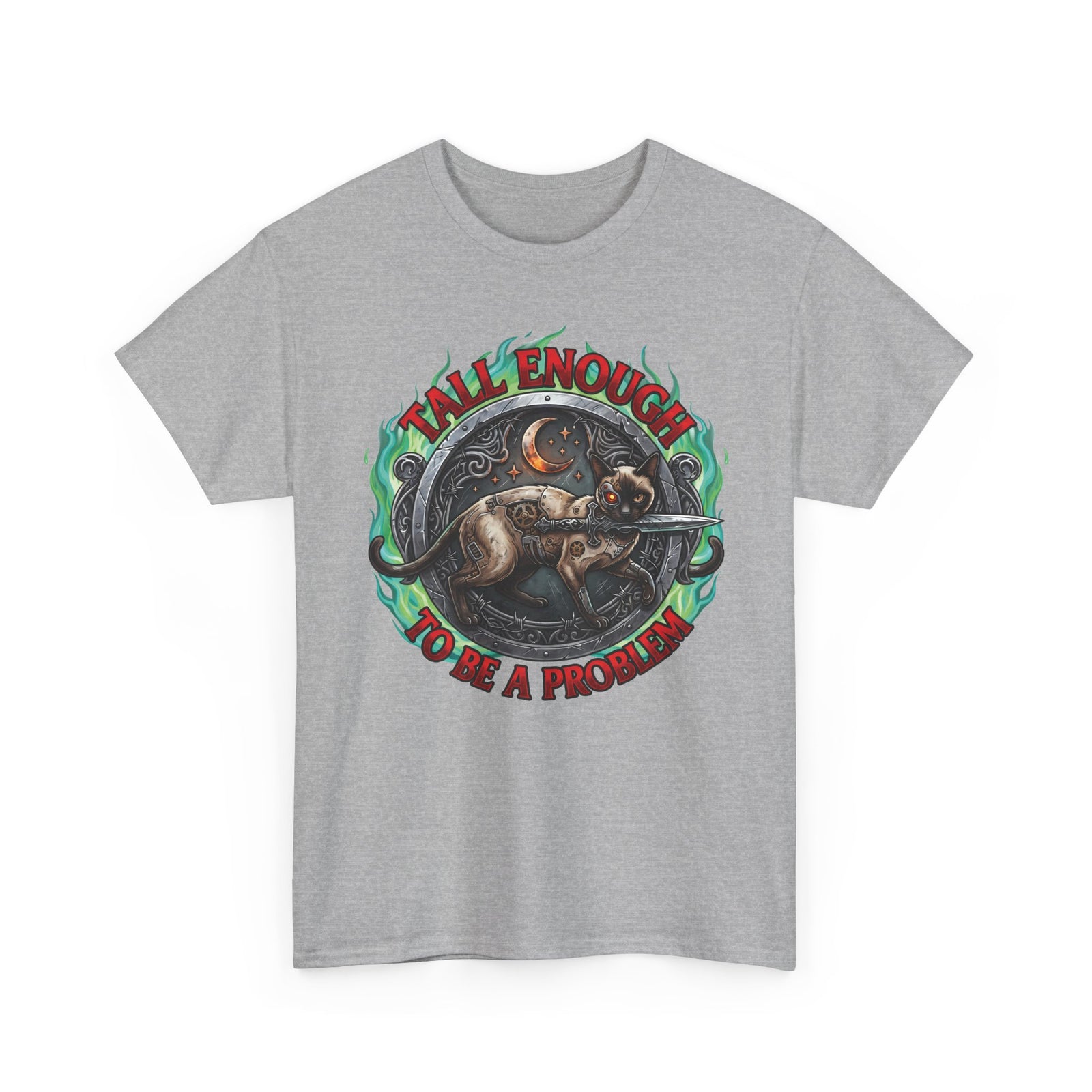 Tall Enough To Be A Problem Steampunk Cyber Cat Shirt — Gothic Dagger T-Shirt