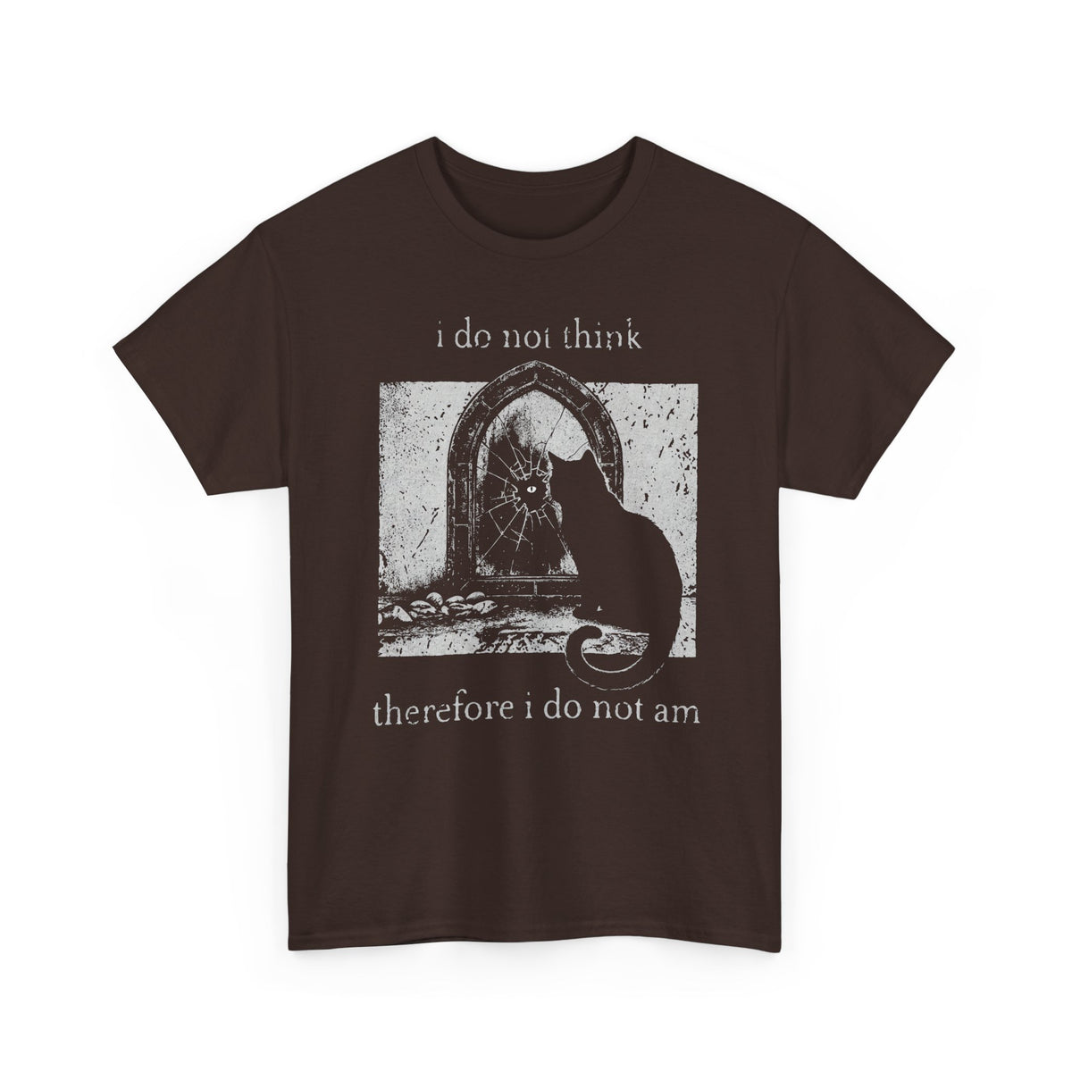 Vintage Black Cat T-Shirt — "I Do Not Think Therefore I Do Not Am"