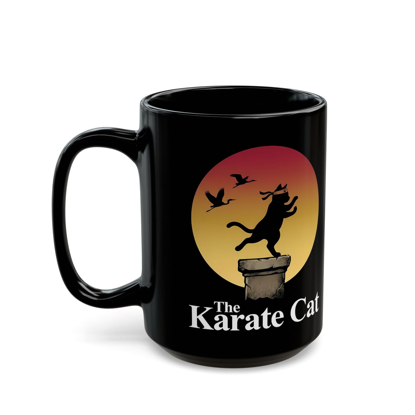 Karate Cat Black Mug — Funny Martial Arts Cat Mug