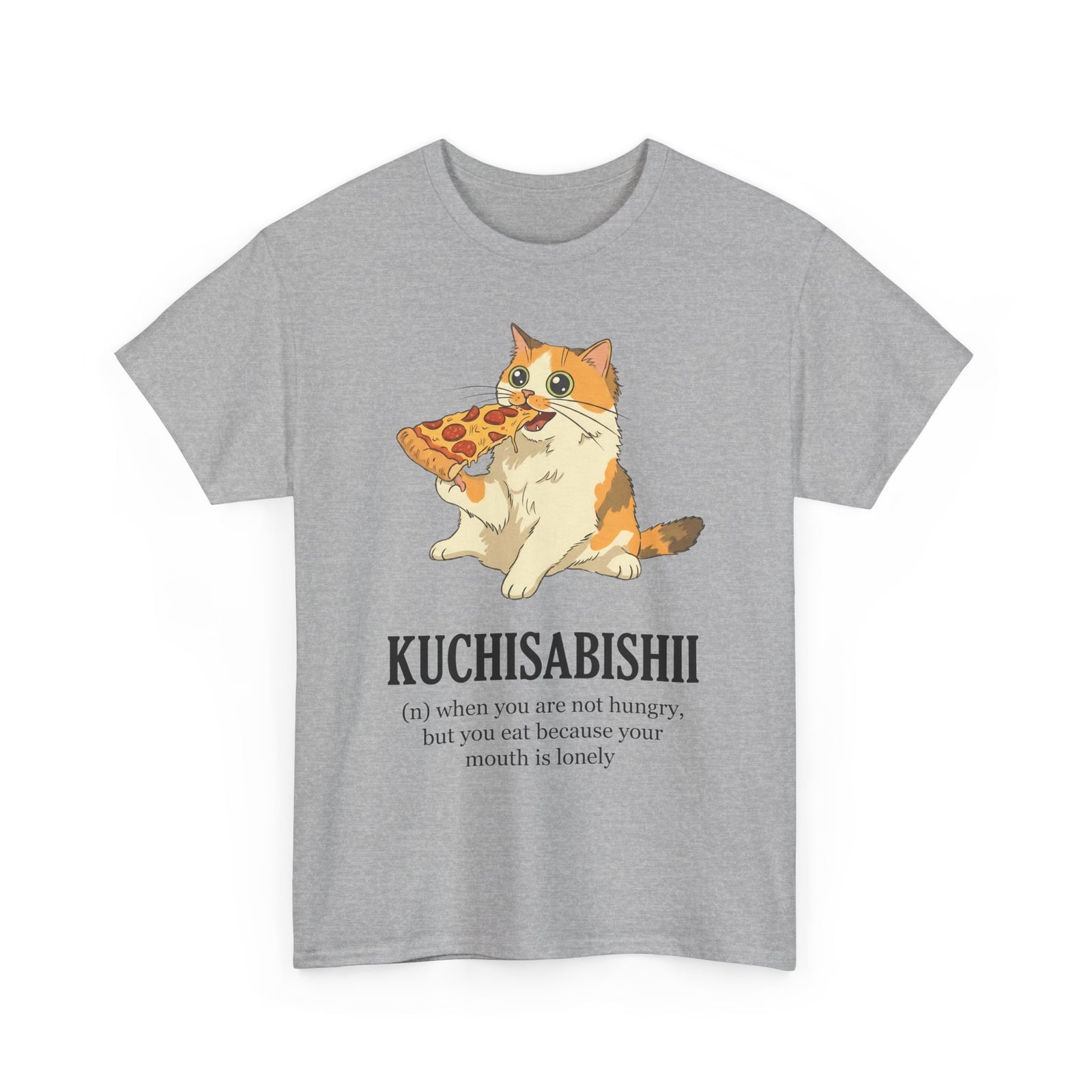 Kuchisabishii Lonely Mouth T-Shirt — Funny Cat Eating Pizza Tee