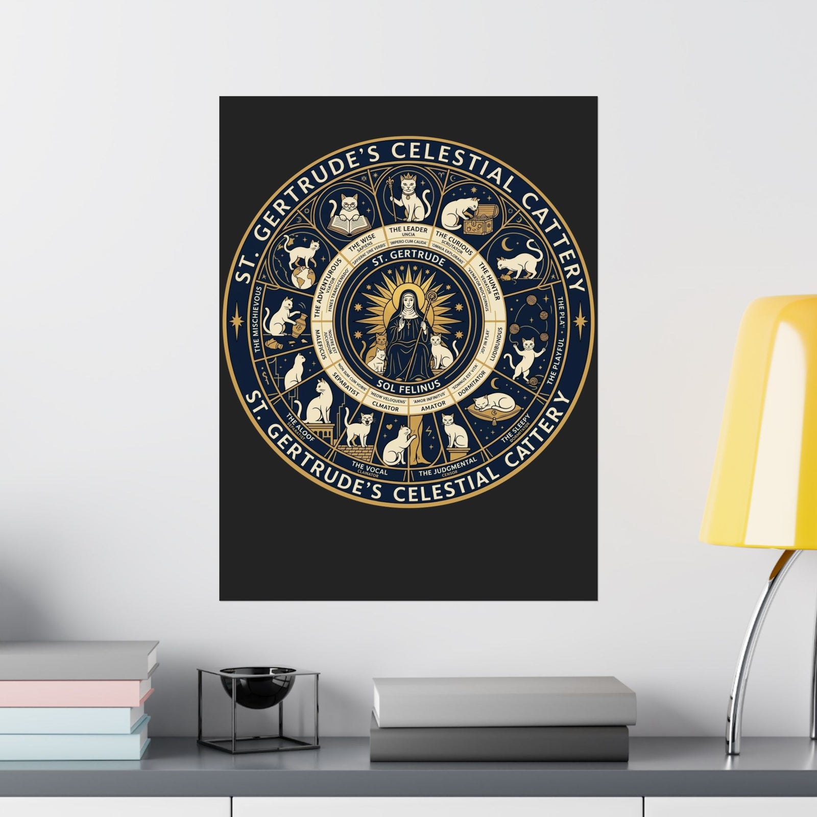 Saint Gertrude Gothic Cat Zodiac Poster