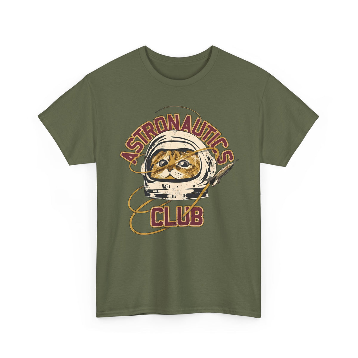 Astronautics Club T-Shirt — Retro Space Cat Astronaut Graphic Tee