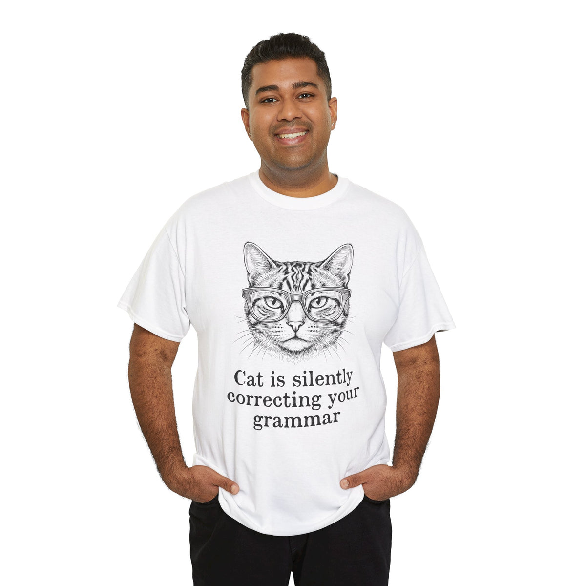 Cat Is Silently Correcting Your Grammar T-Shirt — Funny Grammar Cat Tee