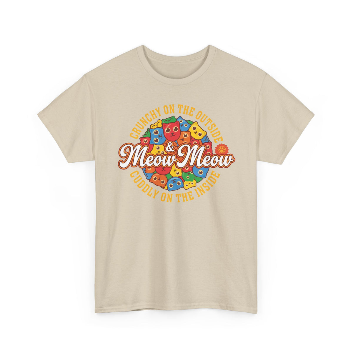 Meow Meow Cat Cereal Tee — "Crunchy on the Outside, Cuddly on the Inside"