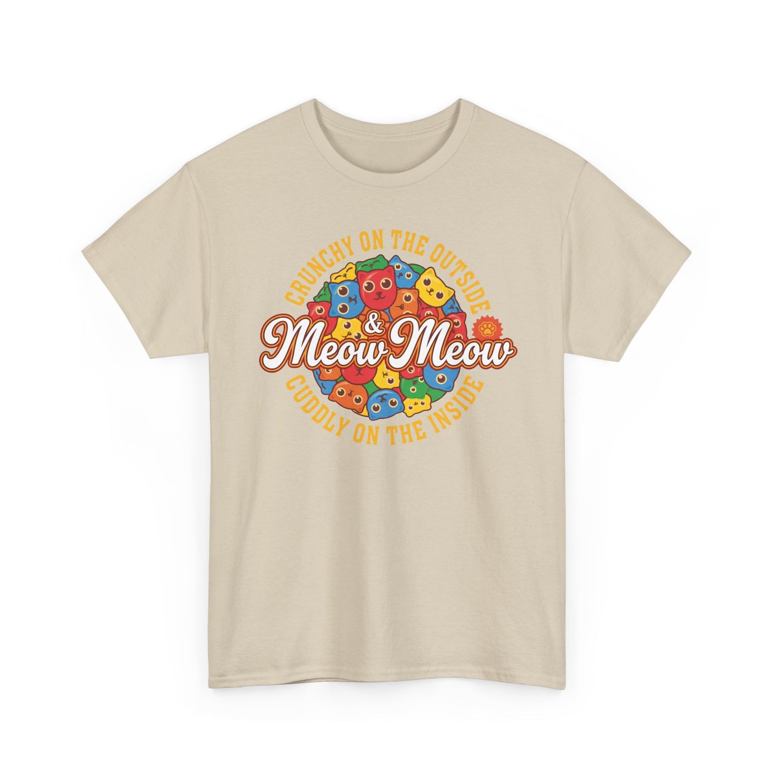 Meow Meow Cat Cereal Tee — "Crunchy on the Outside, Cuddly on the Inside"