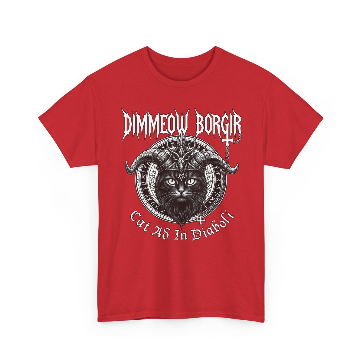 Black Metal Cat T-Shirt — "Dimmeow Borgir" Gothic Cat Band Tee