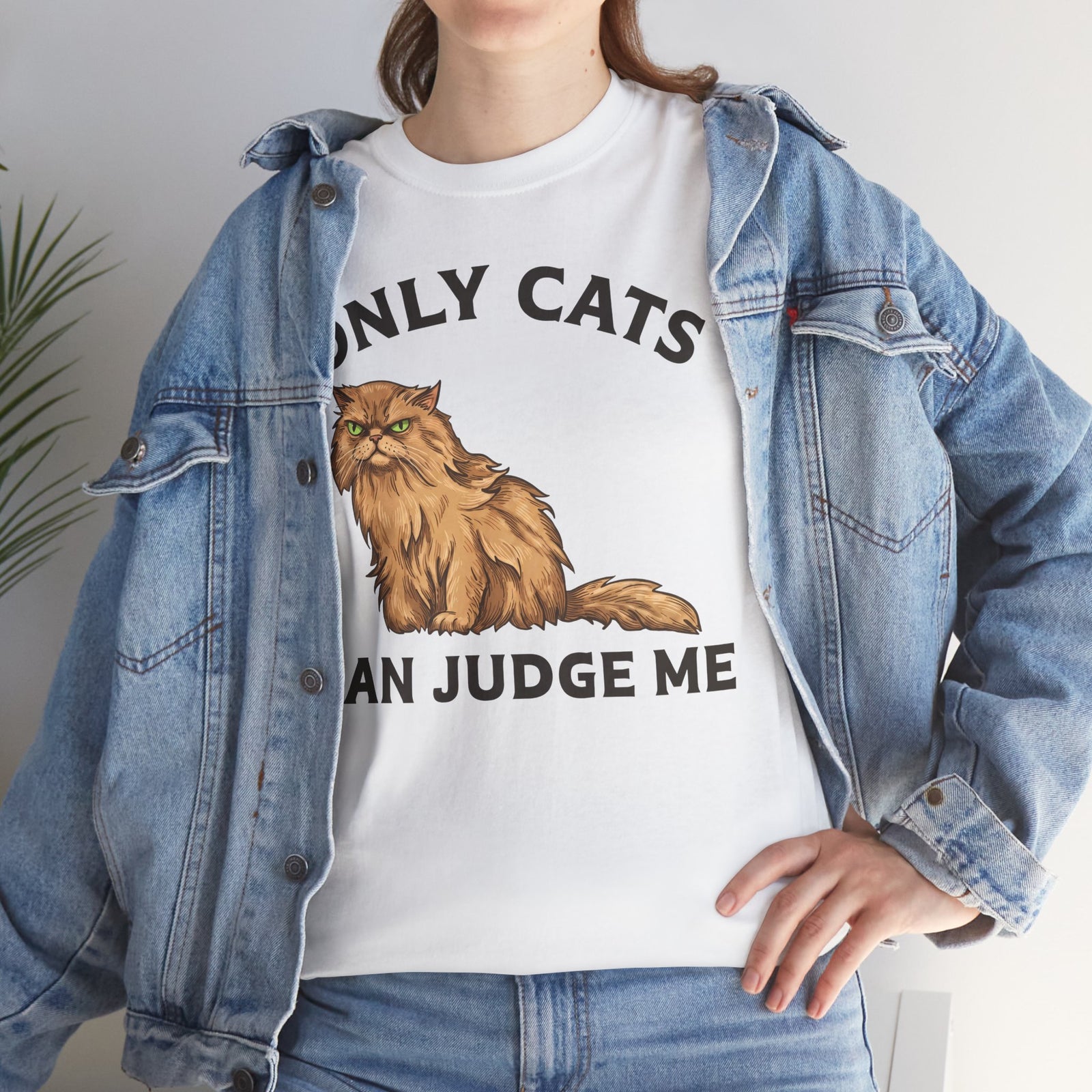 Only Cats Can Judge Me T-Shirt — Funny Grumpy Fluffy Persian Cat Tee