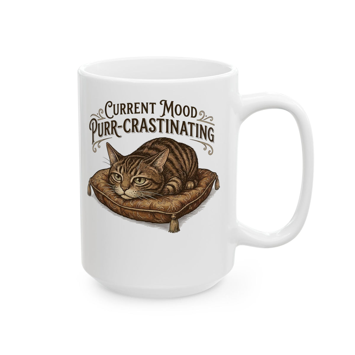 Current Mood: Purr-Crastinating Cat Ceramic Mug