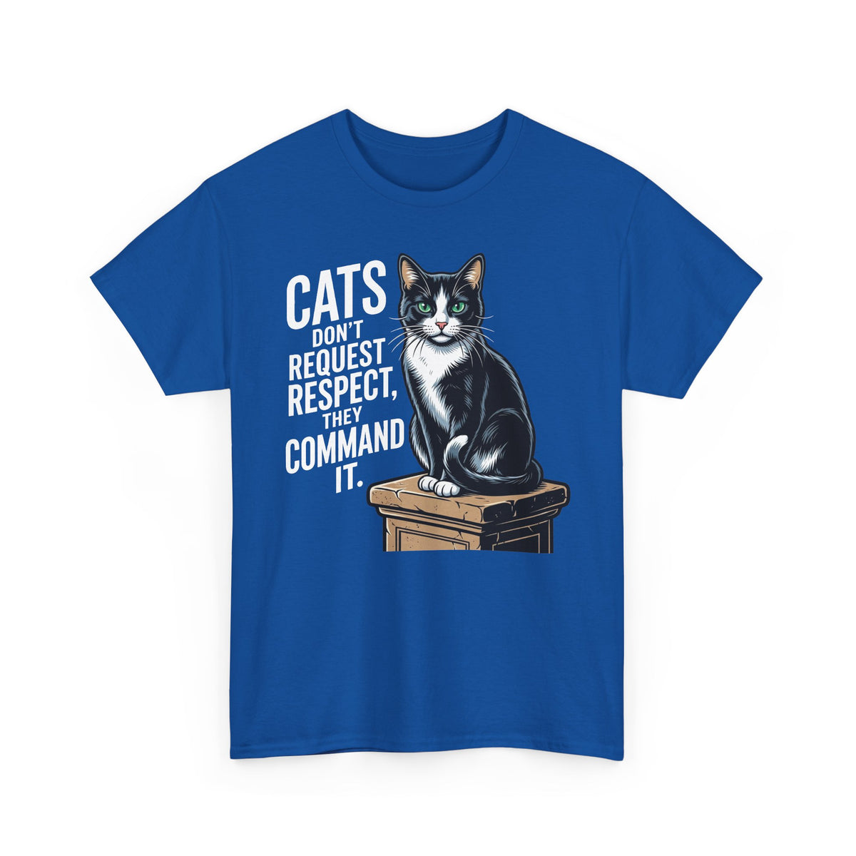 Cats Don’t Request Respect They Command It T‑Shirt — Vintage Black Cat Graphic Tee