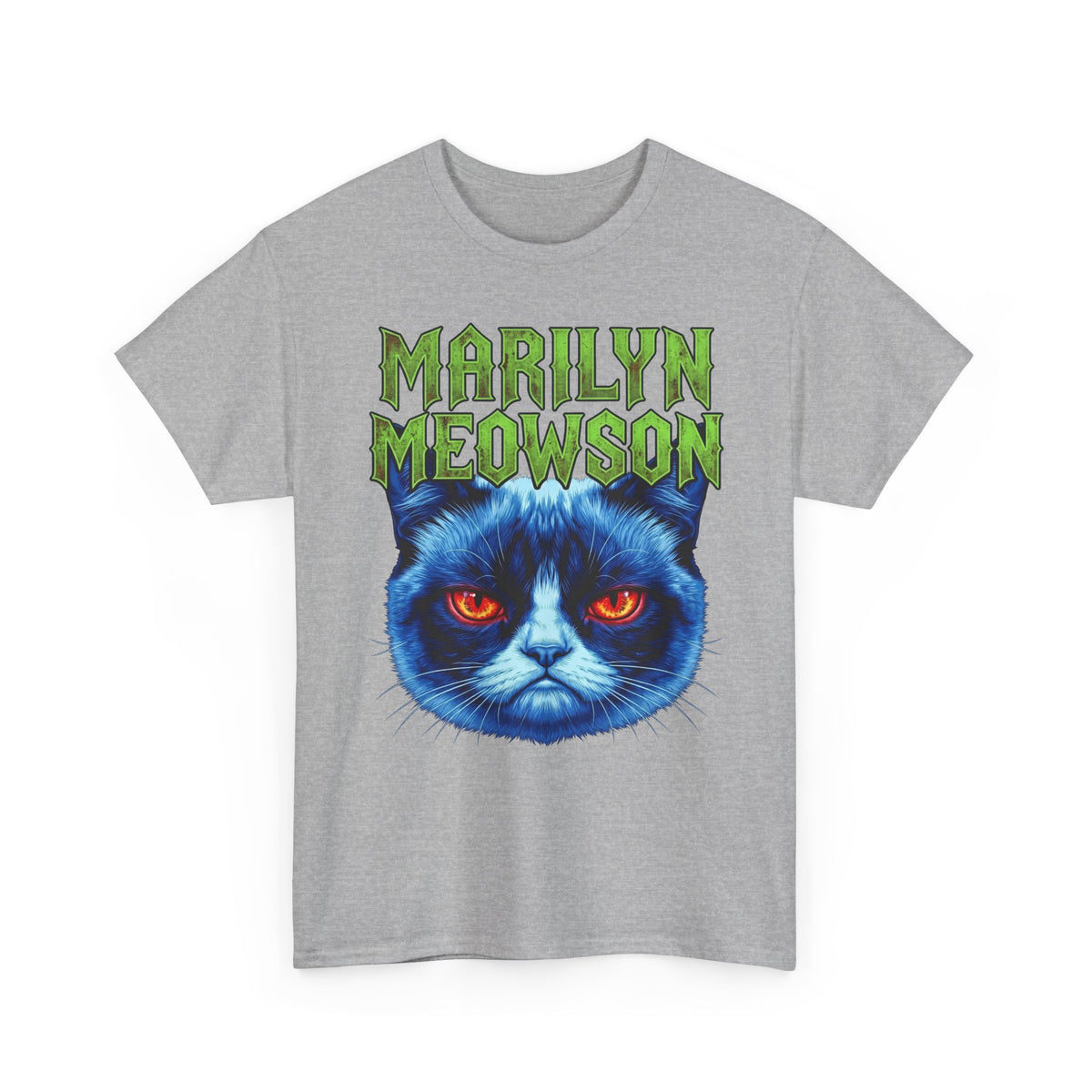 Marilyn Meowson Cat Band Tee — Retro Neon Gothic Graphic T-Shirt