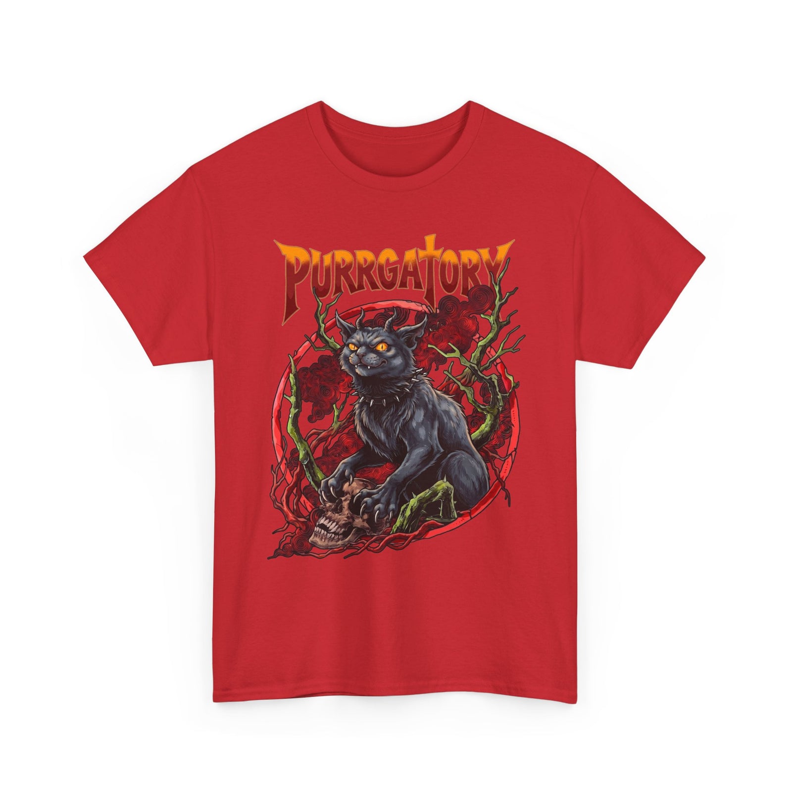Purrgatory Demon Cat T-Shirt — Heavy Metal Occult Horned Feline Tee