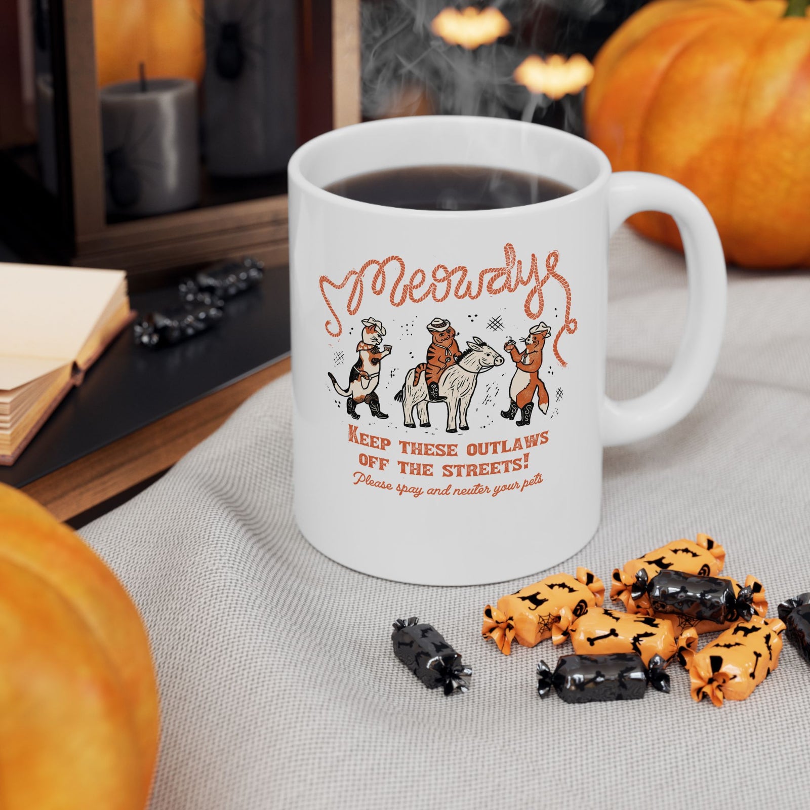 Meowdy Cat Ceramic Mug — Funny Cowgirl Cat Mug