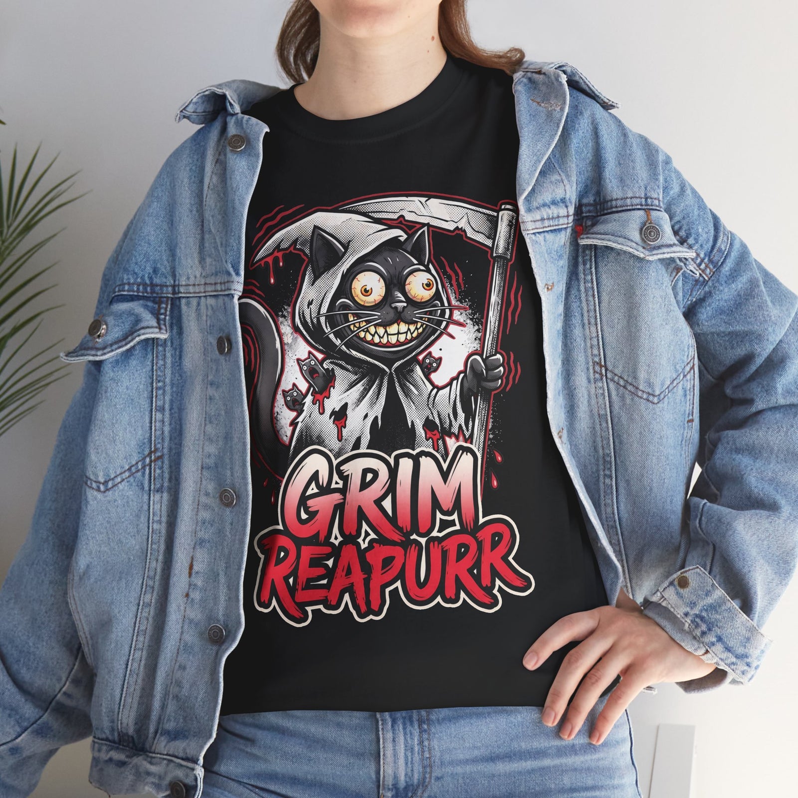 Grim Reapurr Black Cat Scythe Shirt — Funny Gothic Reaper T-Shirt