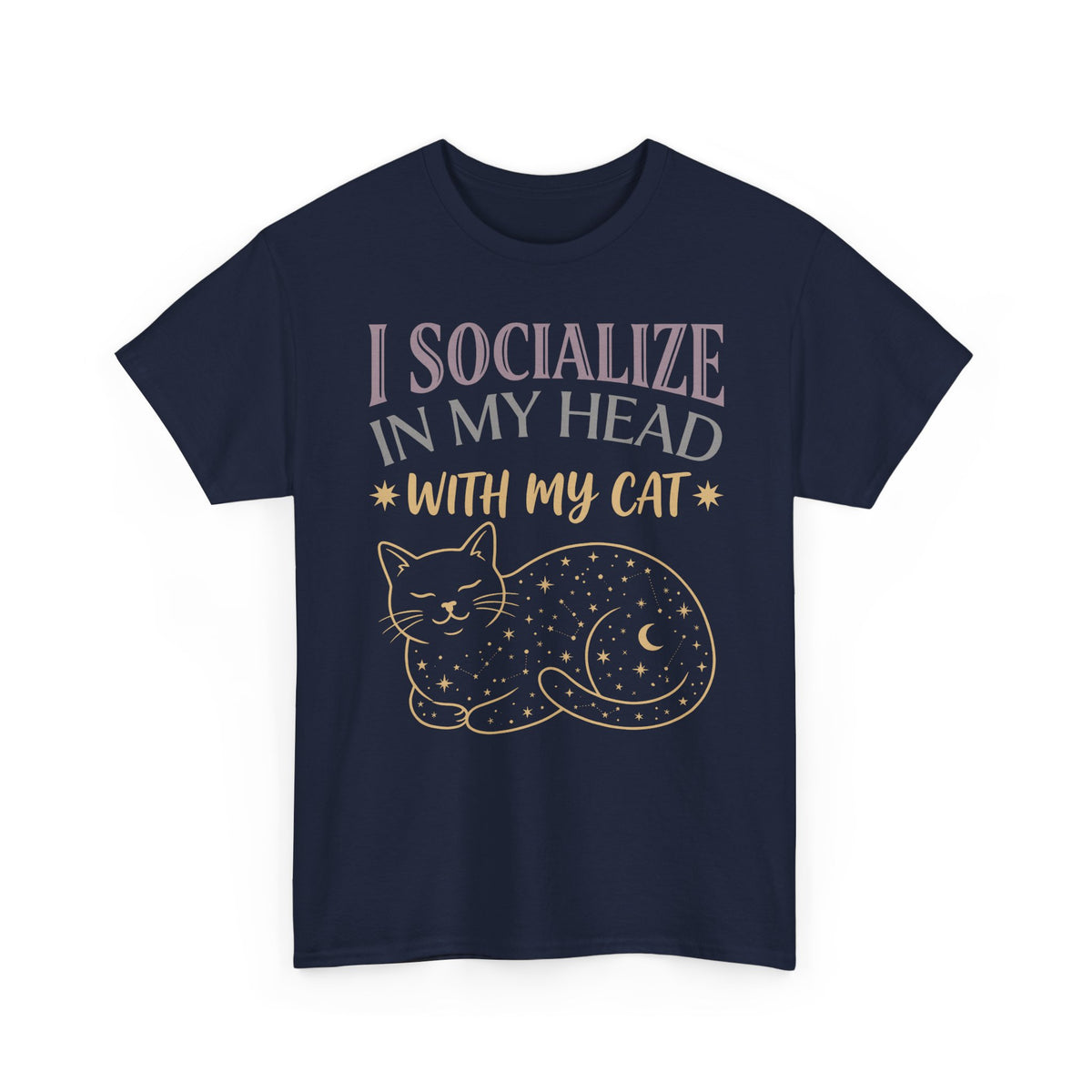 I Socialize in My Head With My Cat T-Shirt — Funny Cat Lover Tee