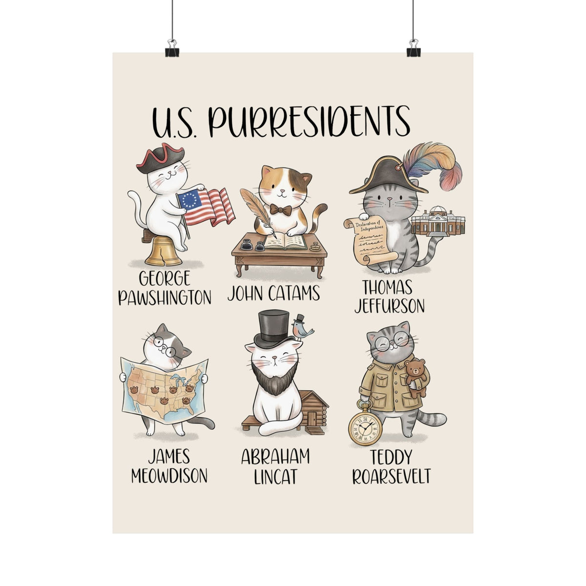 US Purresidents Funny Cat Poster
