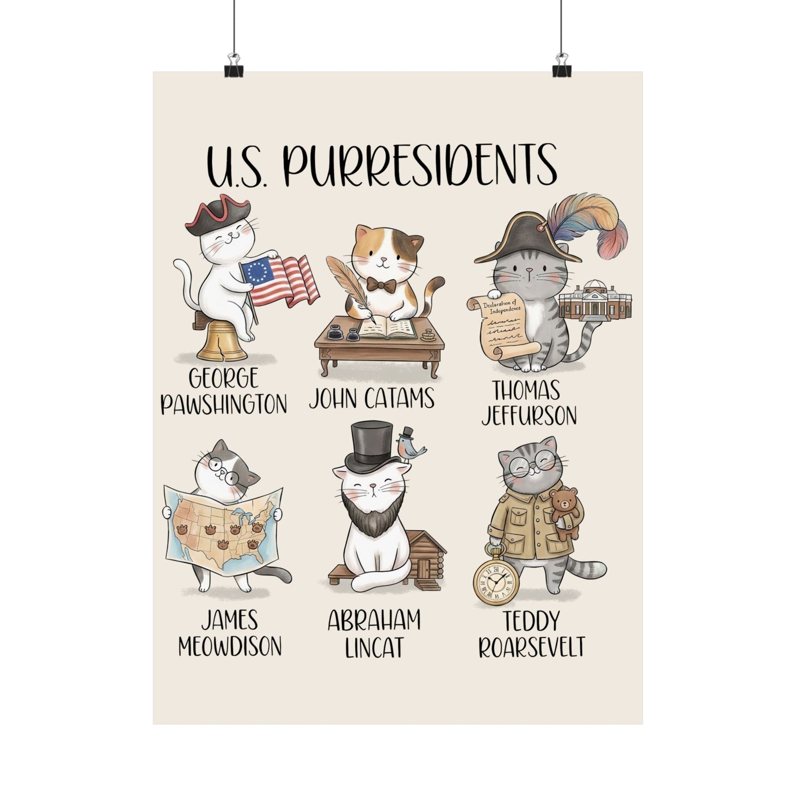 US Purresidents Funny Cat Poster