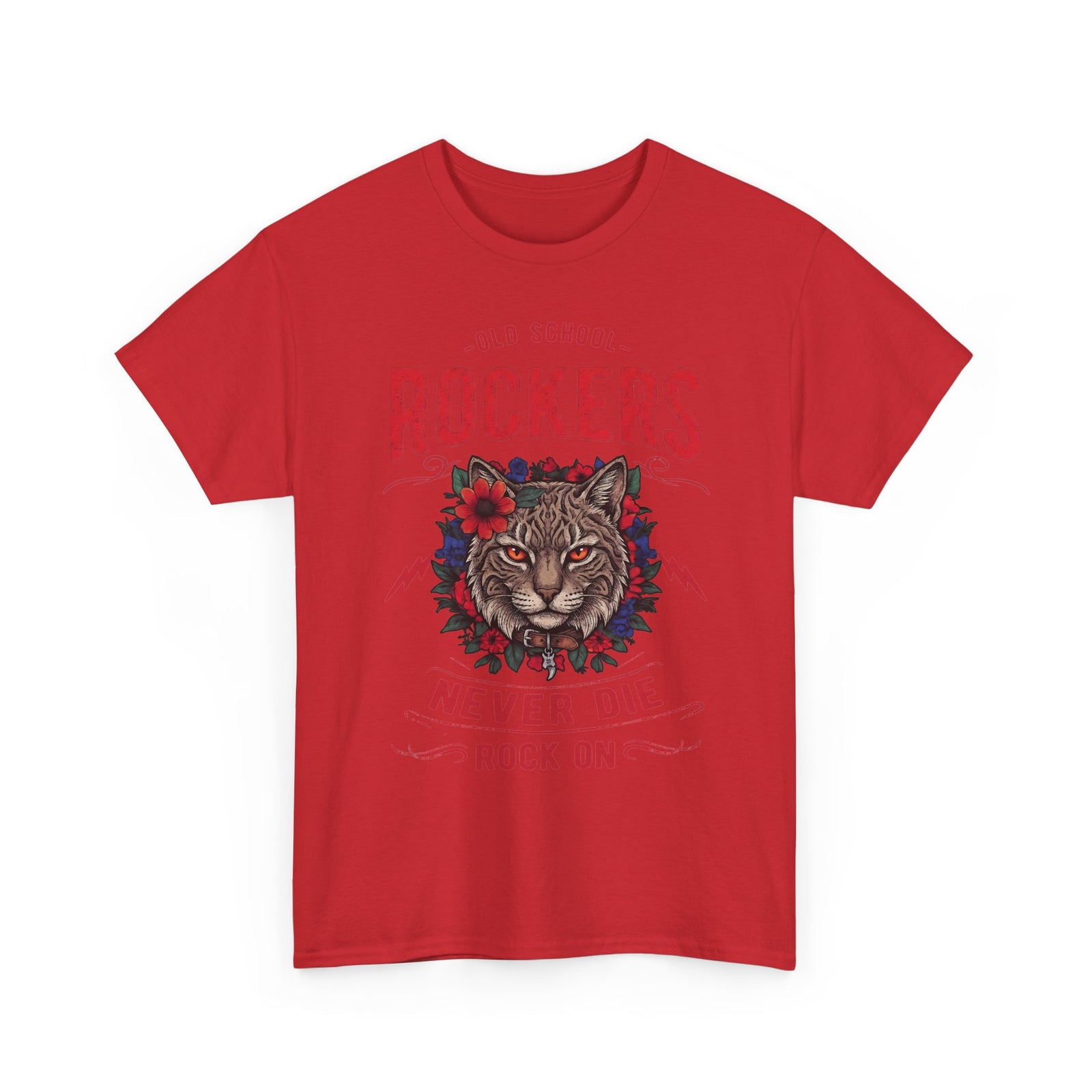 Old School Rockers Never Die Cat T-Shirt — Heavy Metal Rocker Feline Graphic Tee